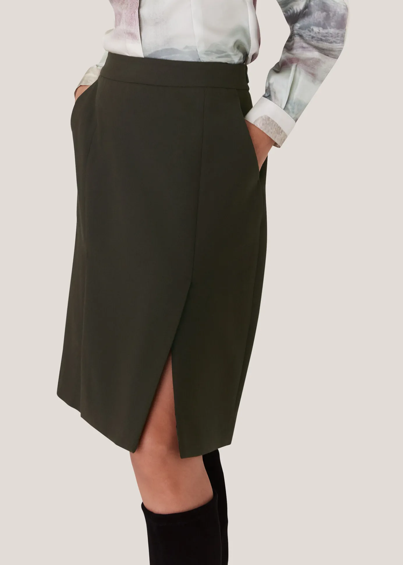 Dark Green Natalie Wool Blend Skirt