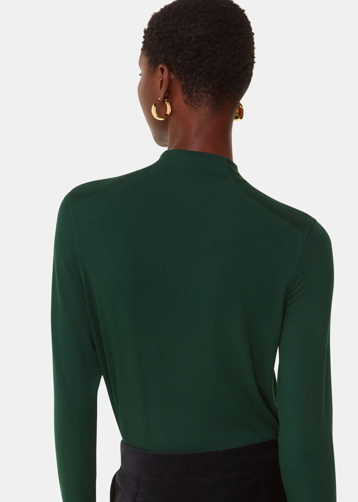 Dark Green Ruched Front Detail Jersey Top