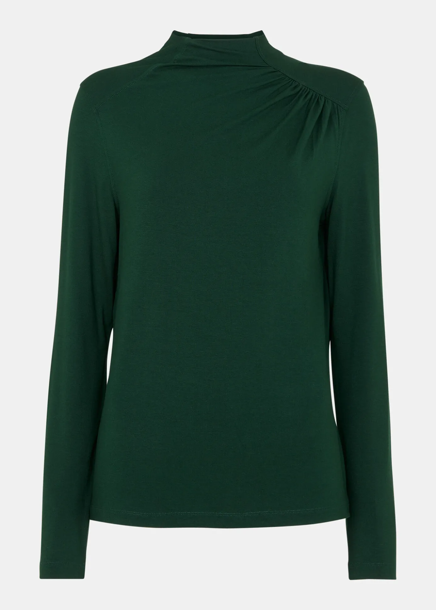 Dark Green Ruched Front Detail Jersey Top