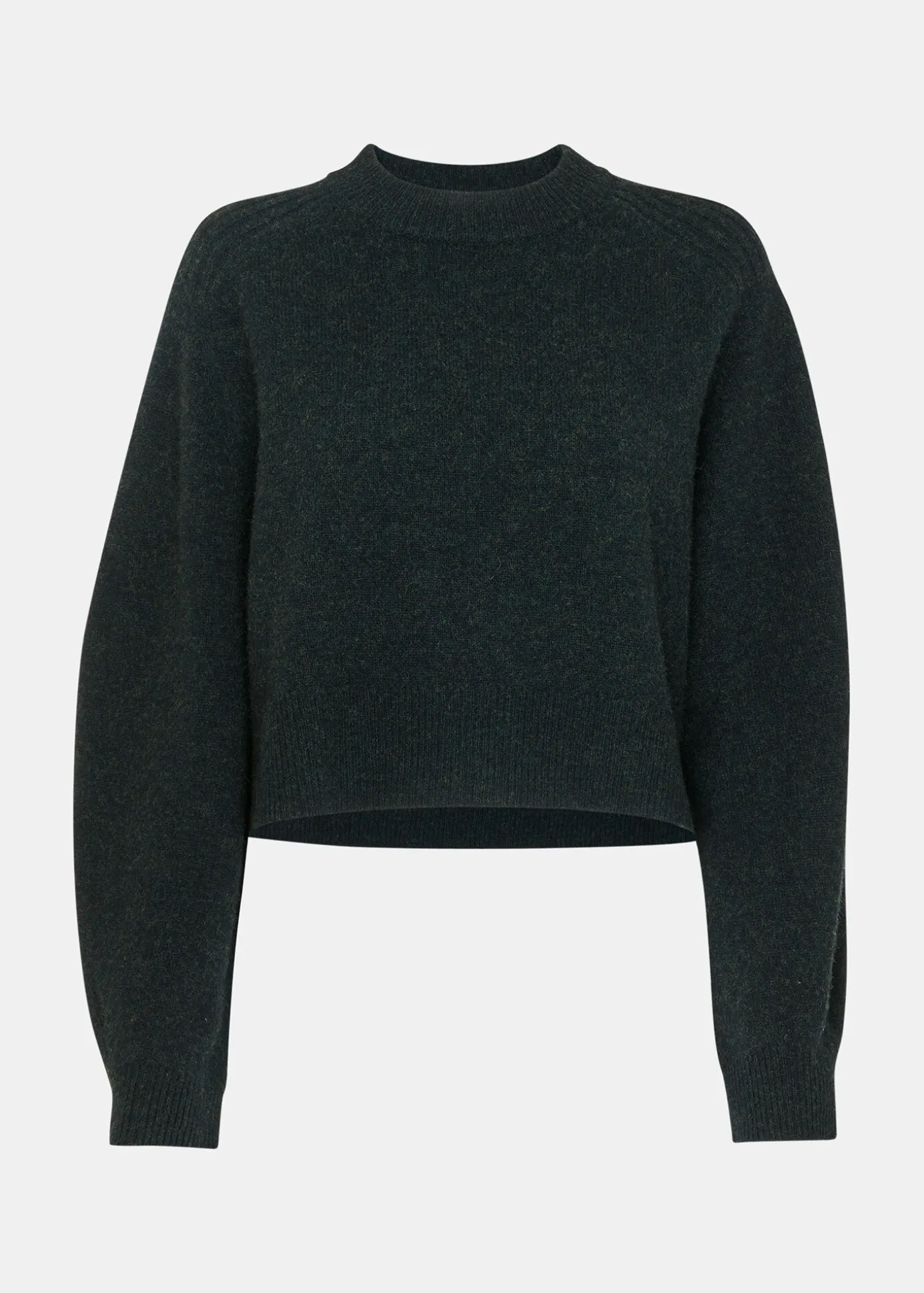 Dark Green Wool Crop Relaxed Knit