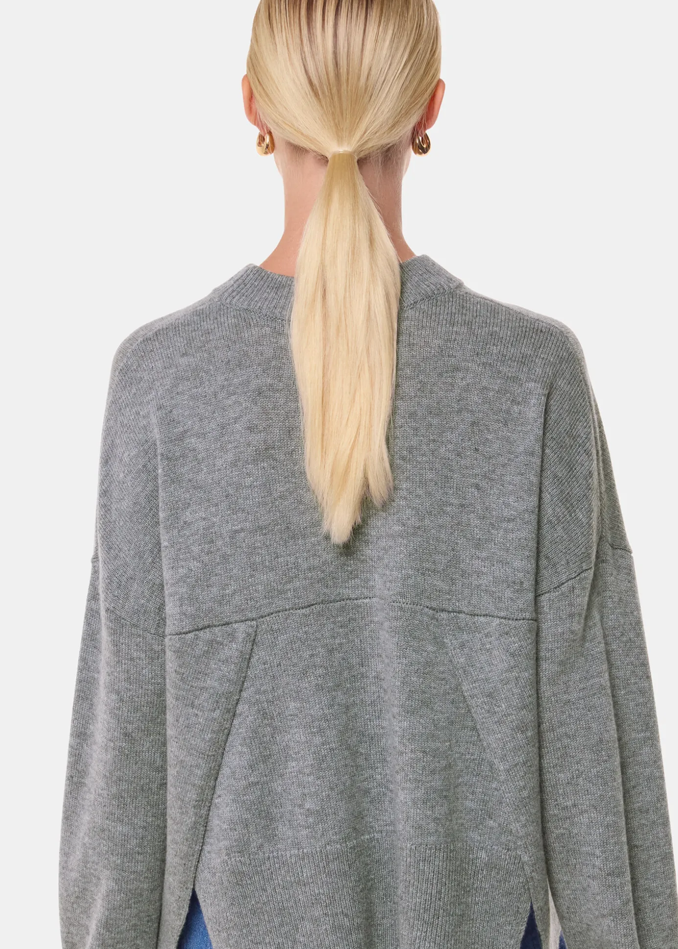 Dark Grey Cashmere Blend Split Back Knit