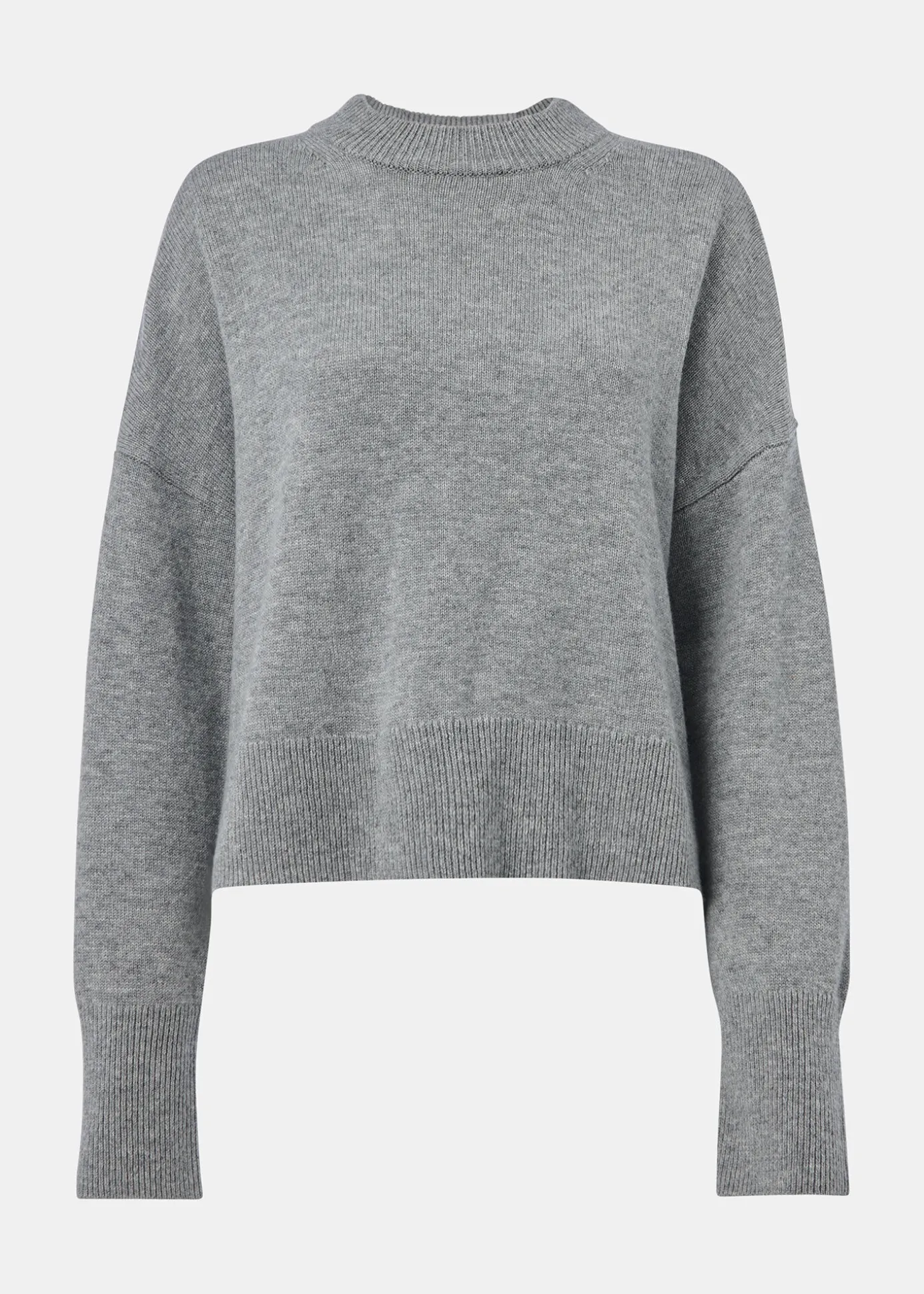 Dark Grey Cashmere Blend Split Back Knit