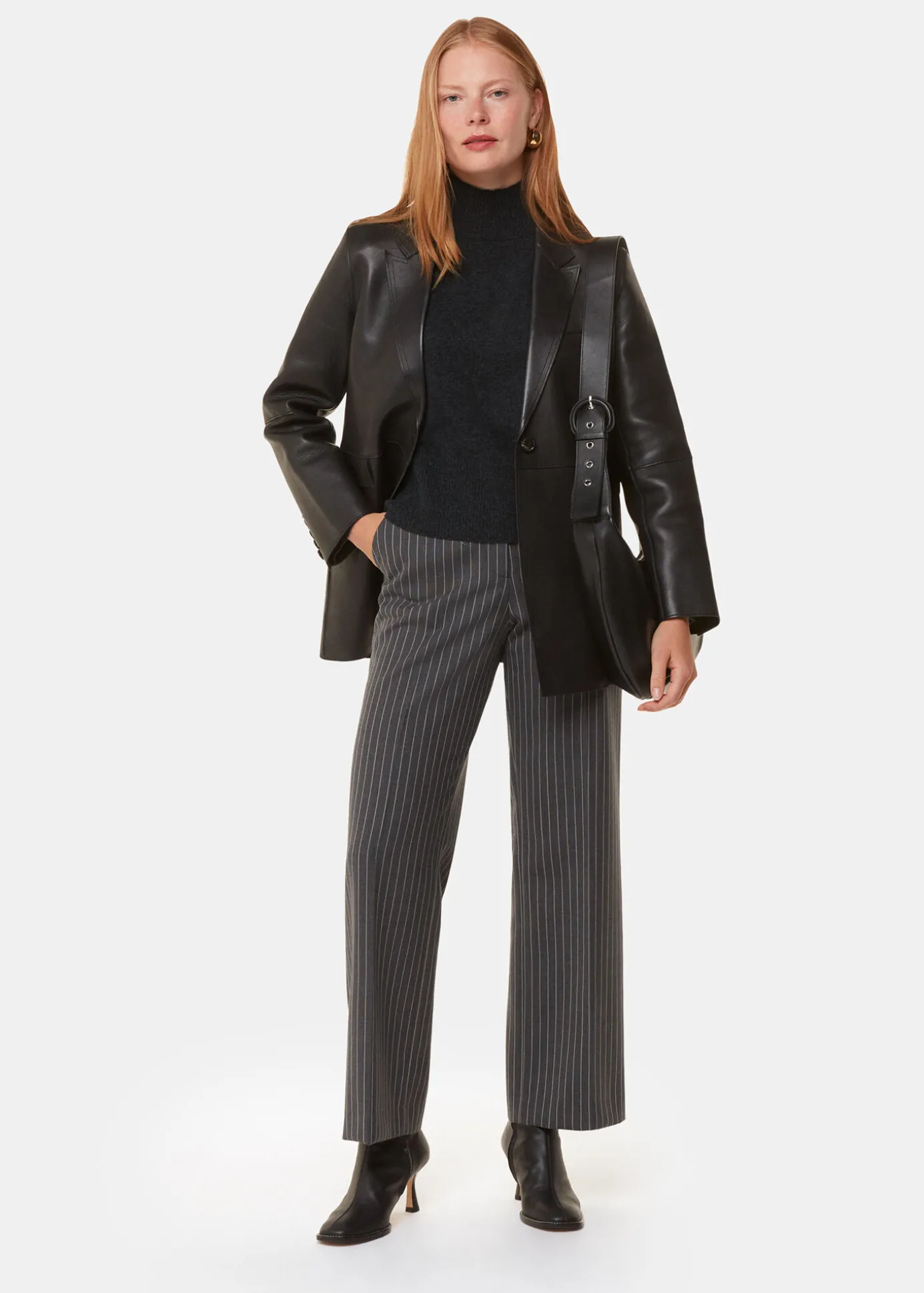 Dark Grey Cashmere Funnel Neck