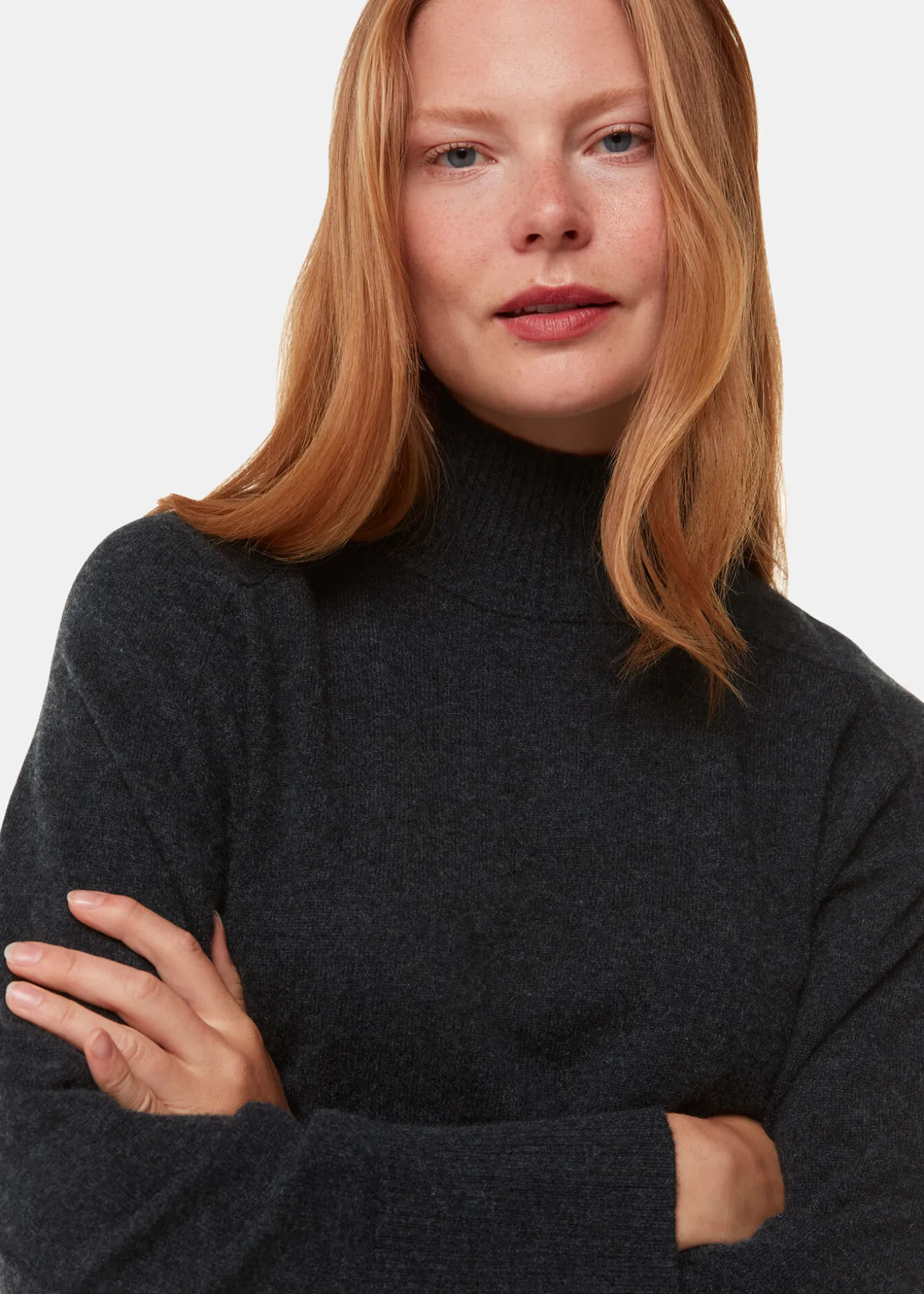 Dark Grey Cashmere Funnel Neck