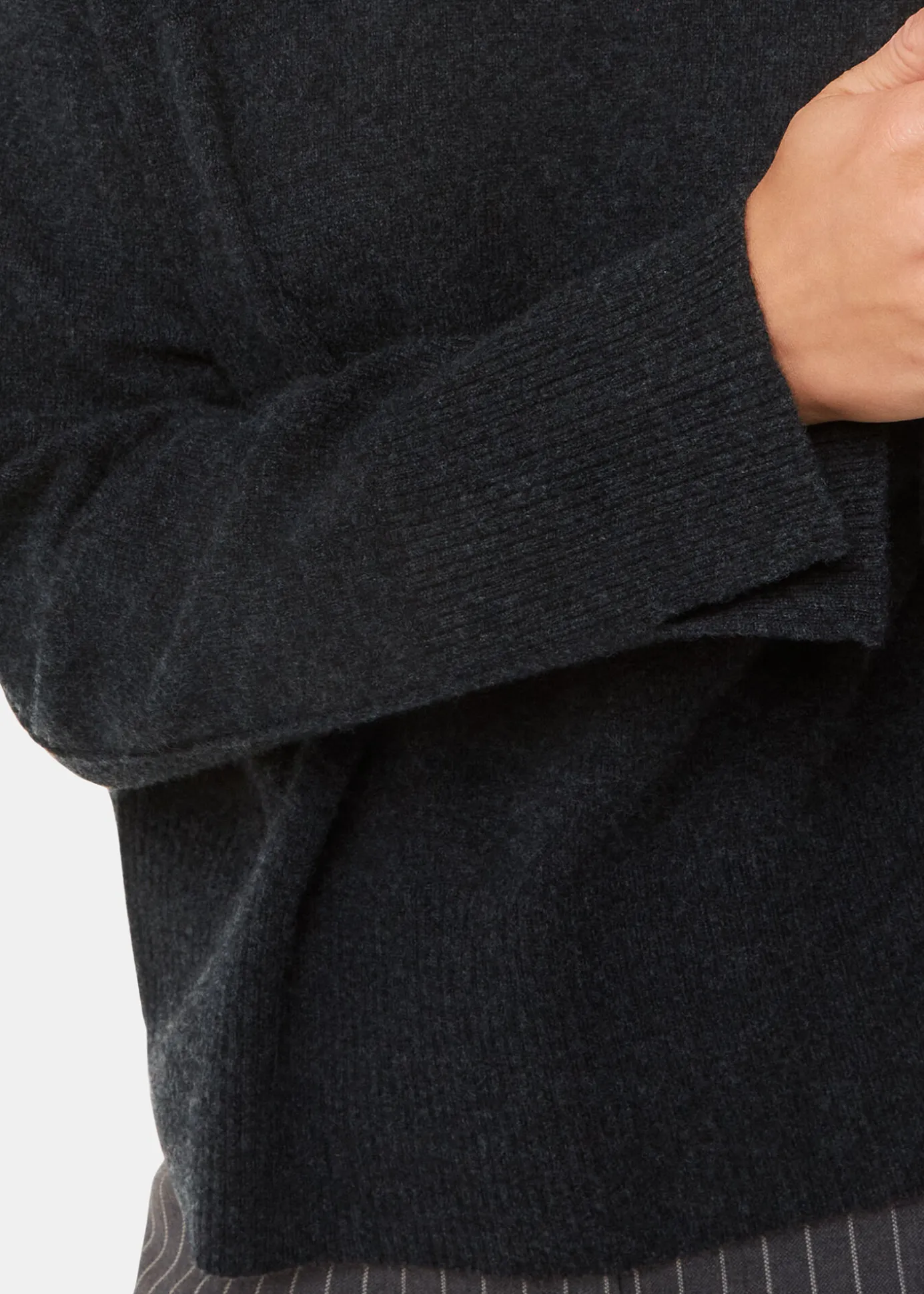 Dark Grey Cashmere Funnel Neck