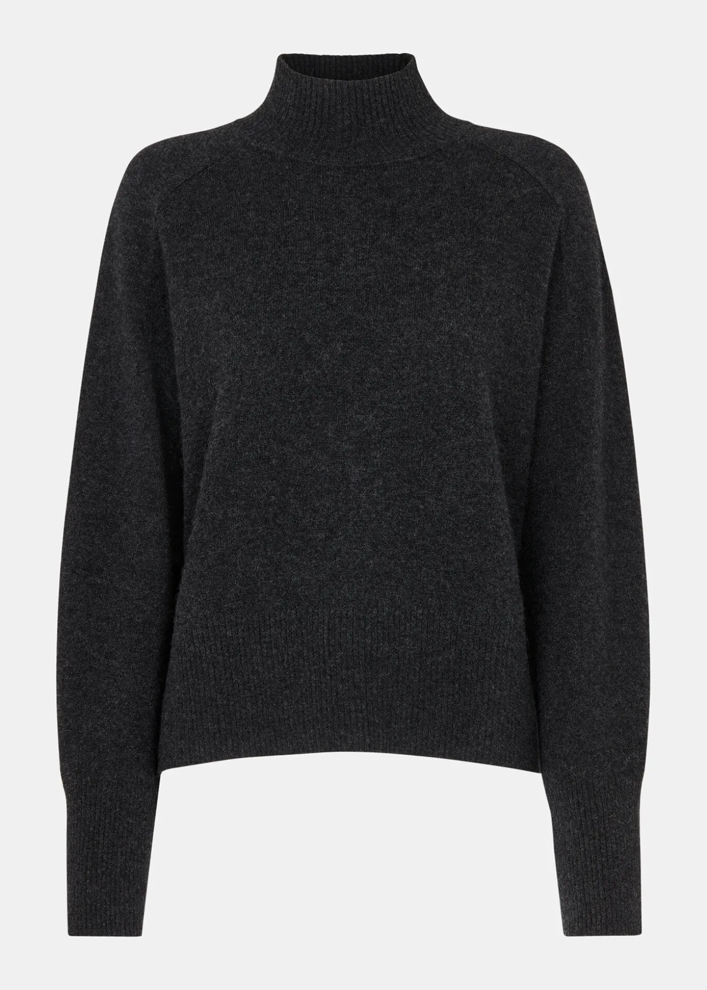 Dark Grey Cashmere Funnel Neck