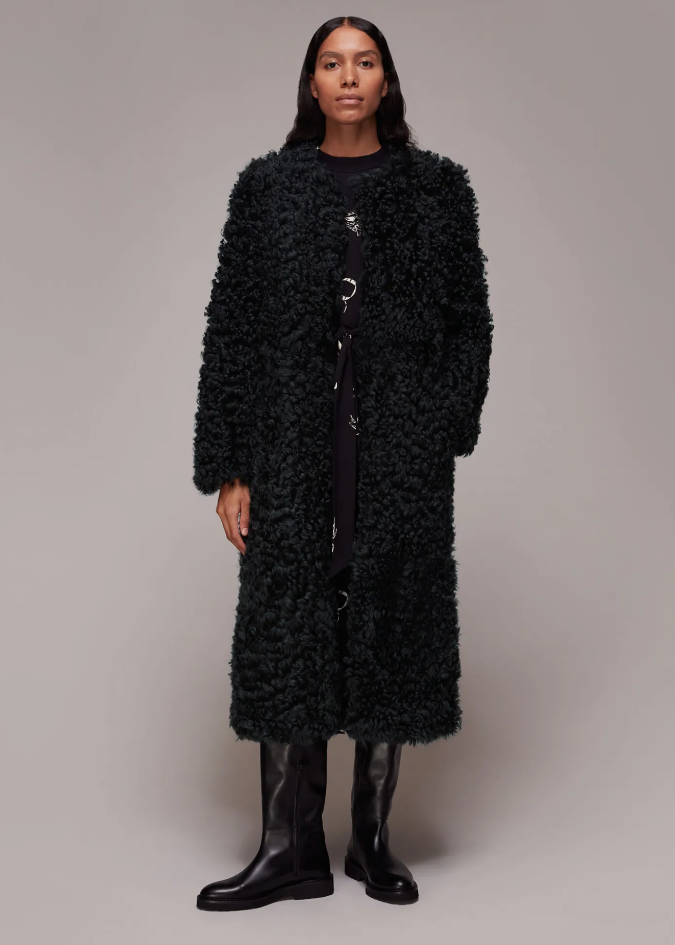 Dark Grey Eliza Shearling Coat