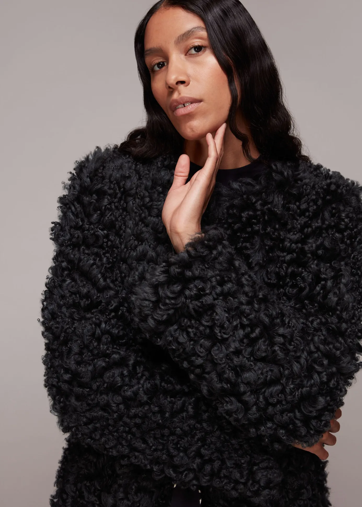 Dark Grey Eliza Shearling Coat