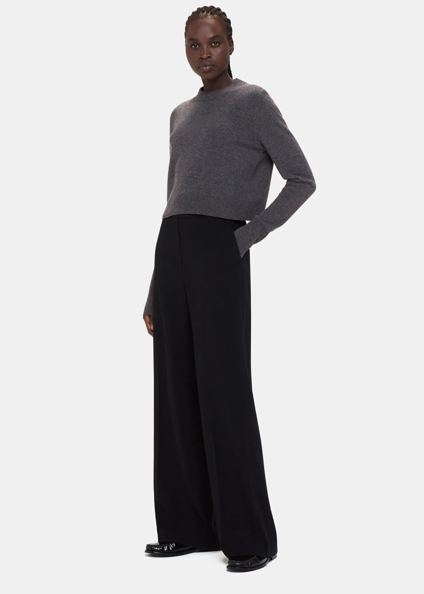 Dark Grey Wool Cropped Sweater