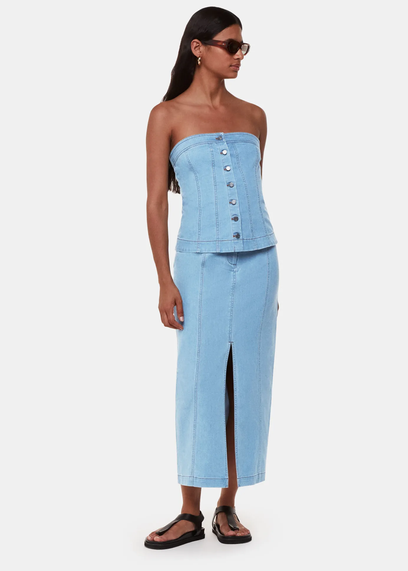 Denim Denim Maxi Skirt
