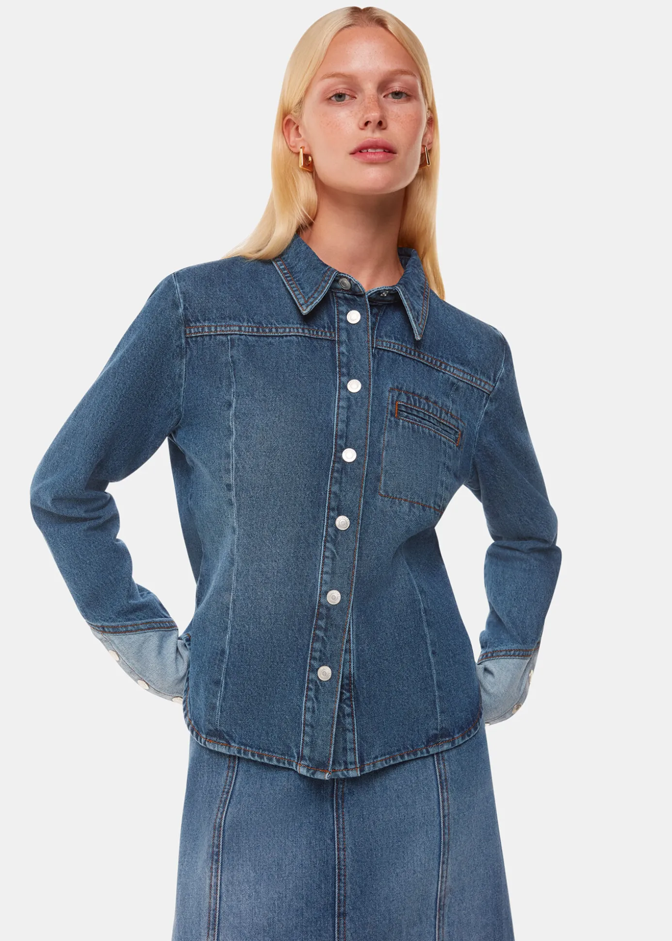 Denim Patchwork Denim Shirt