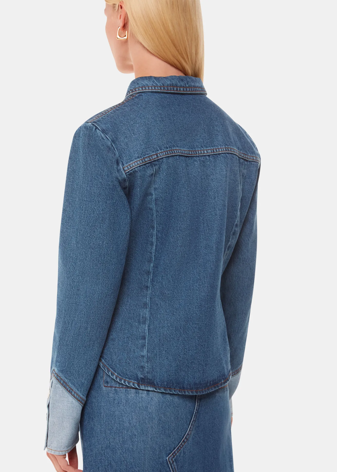 Denim Patchwork Denim Shirt