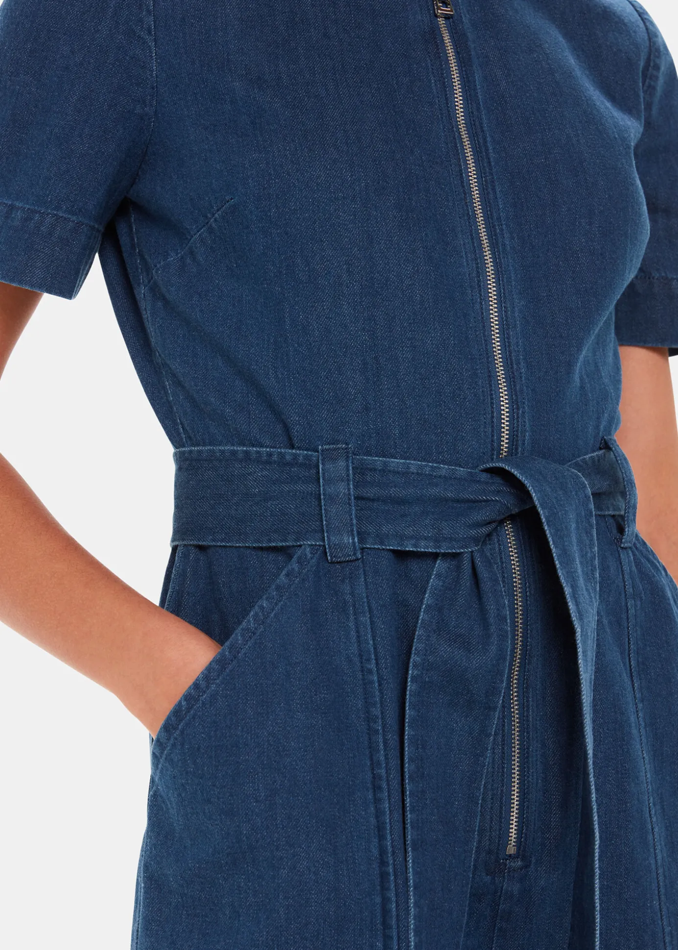 Denim Short Sleeve Denim Jumpsuit