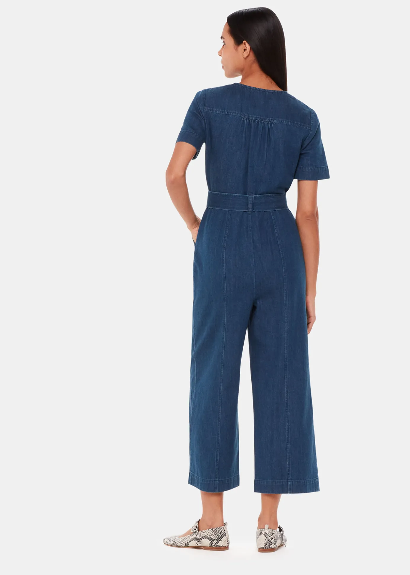 Denim Short Sleeve Denim Jumpsuit