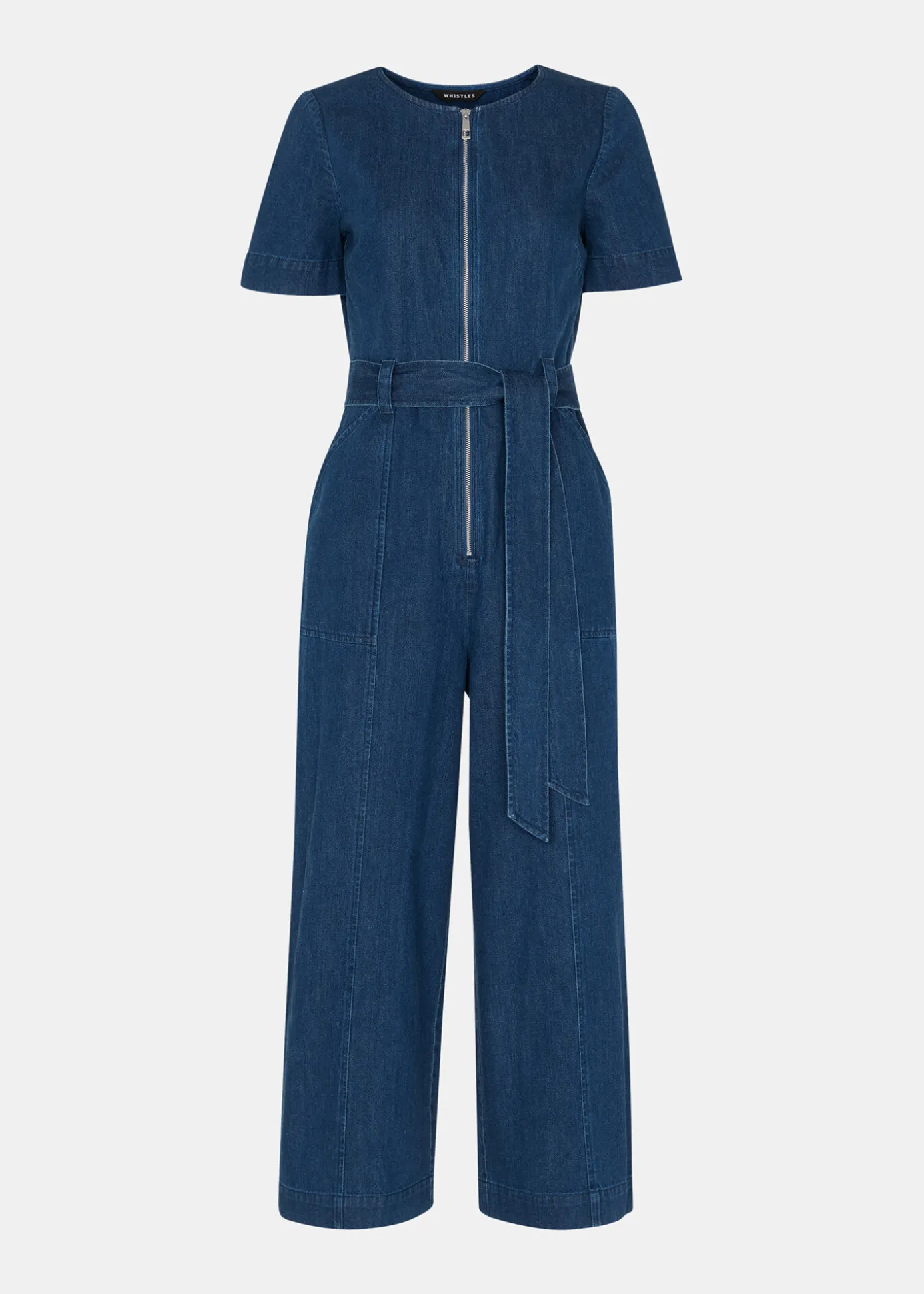 Denim Short Sleeve Denim Jumpsuit