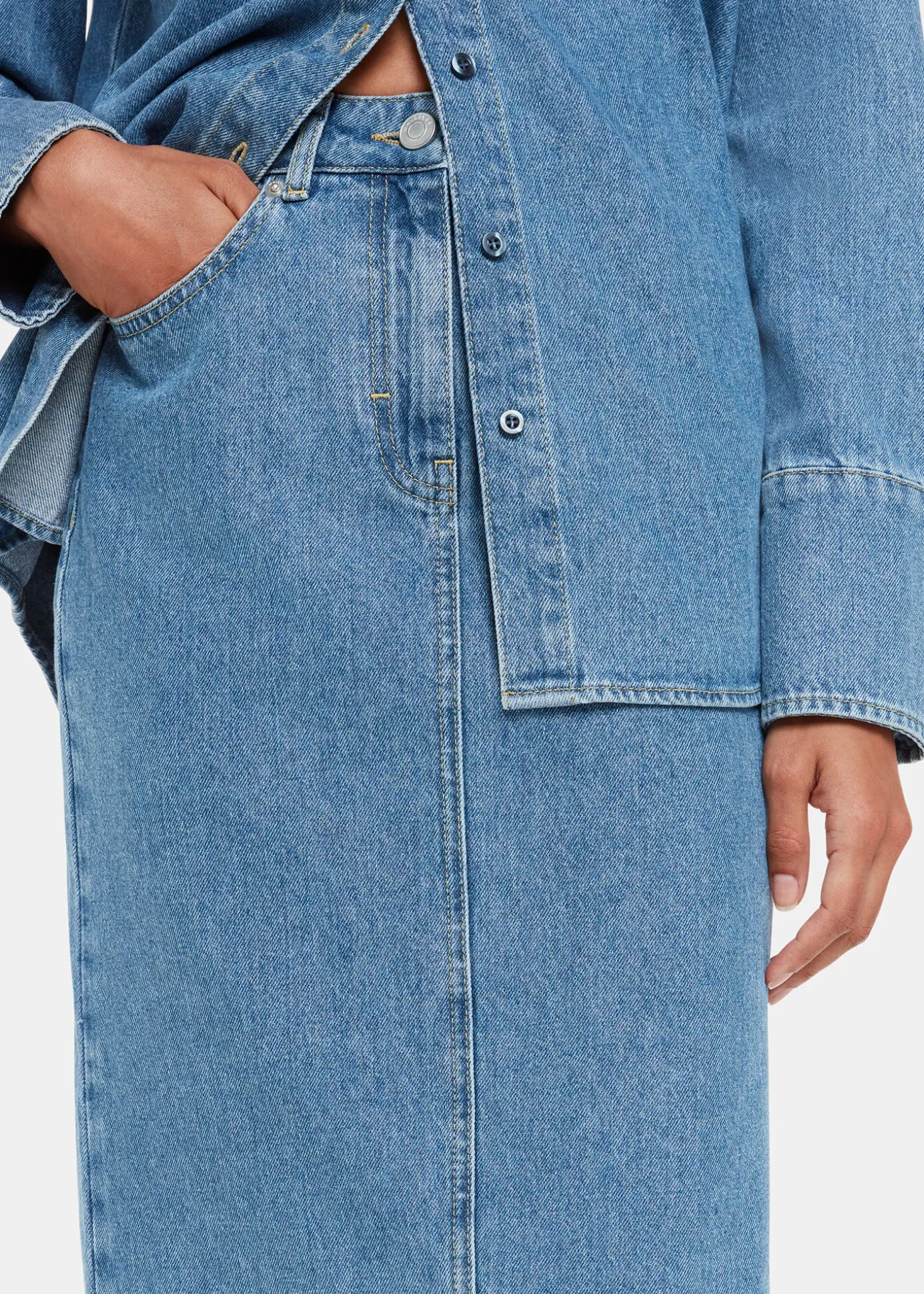 Denim Straight Denim Midi Skirt