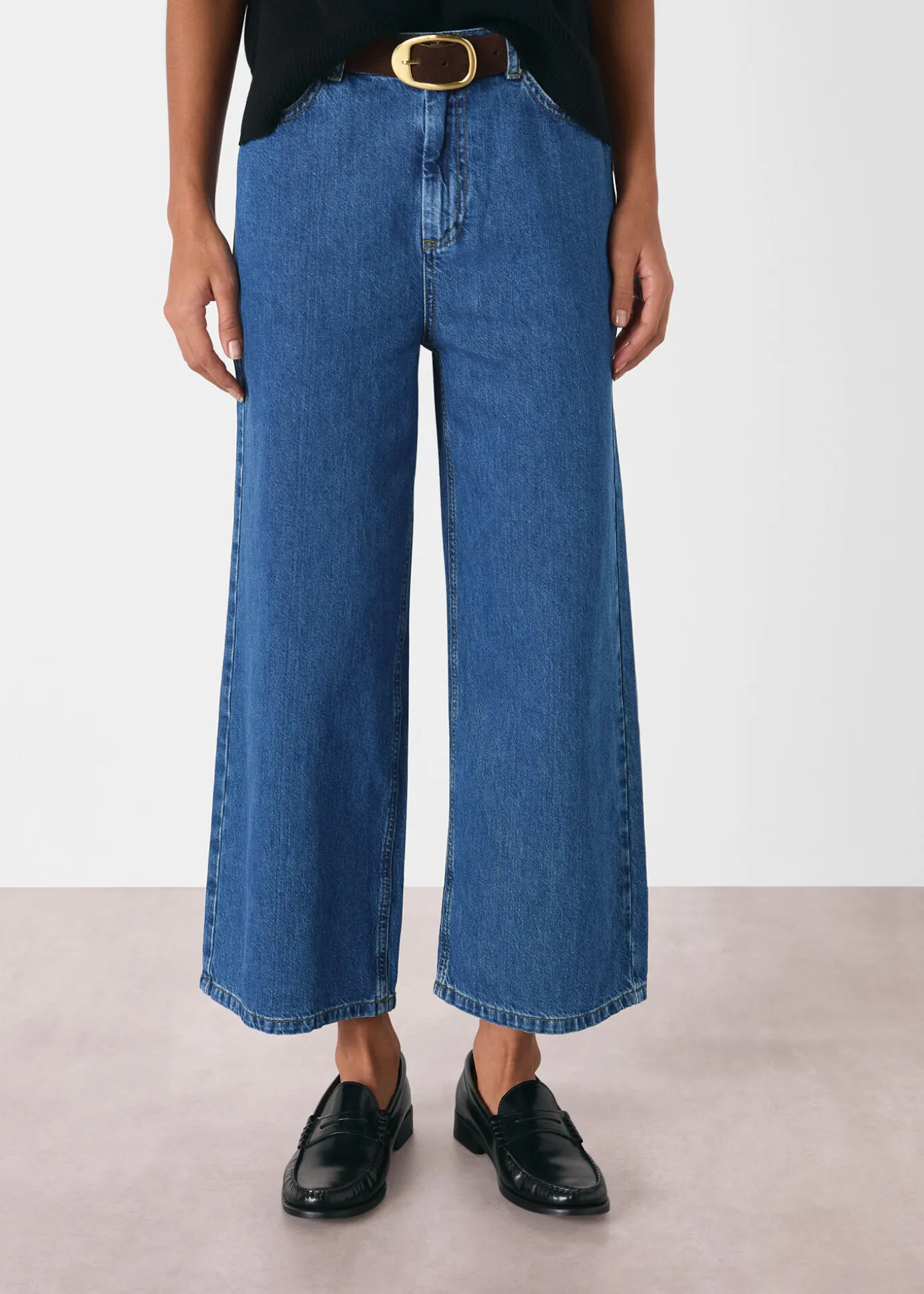 Denim Wide Leg Cropped Jean