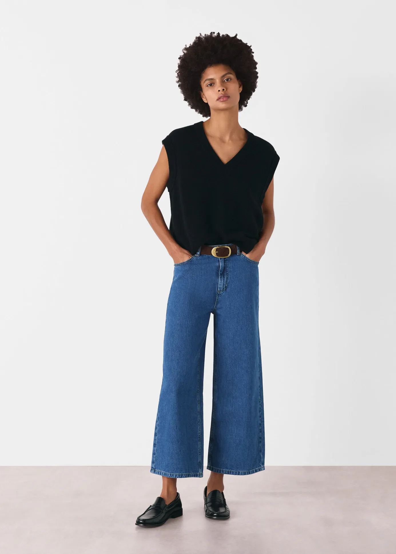 Denim Wide Leg Cropped Jean