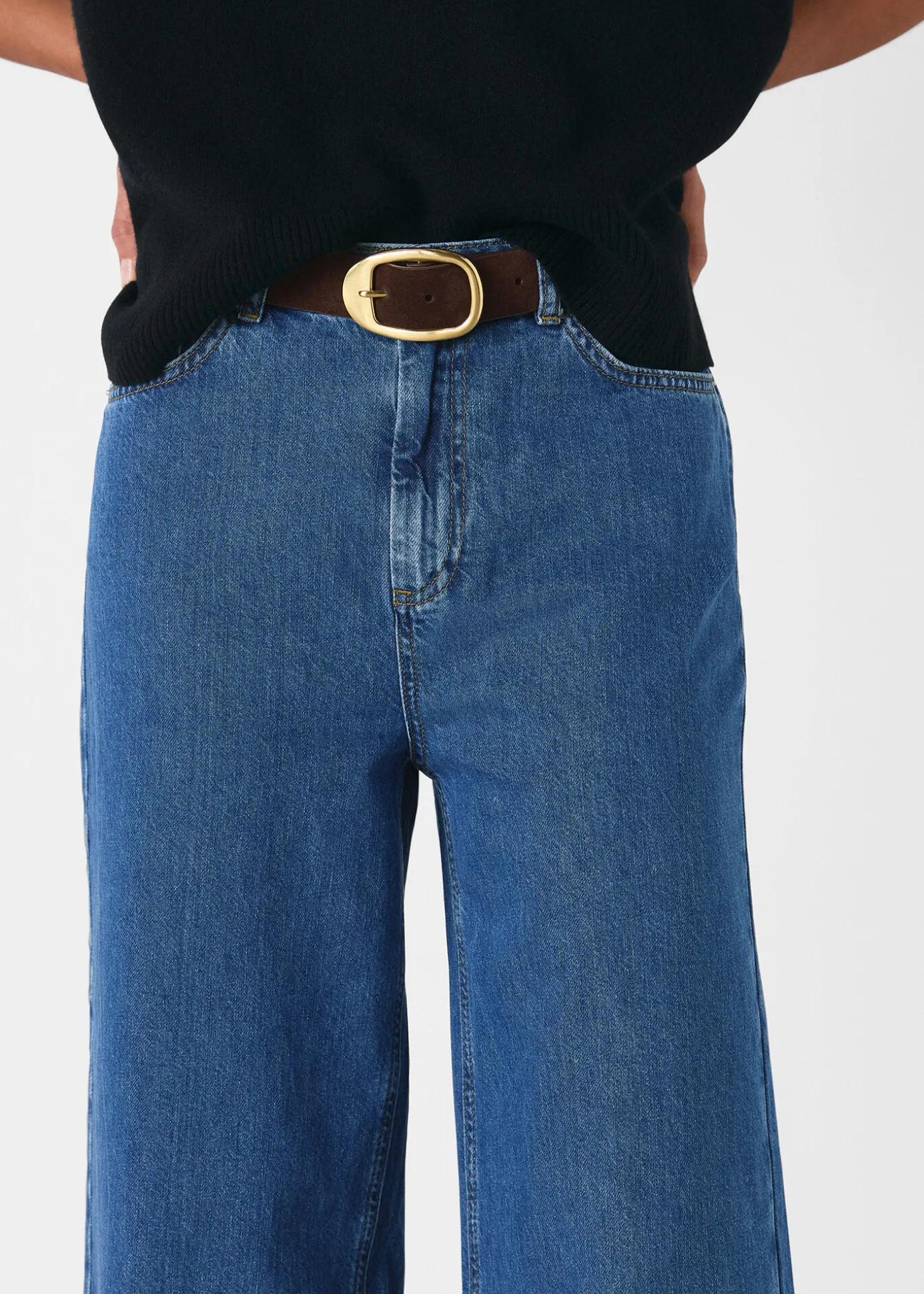 Denim Wide Leg Cropped Jean