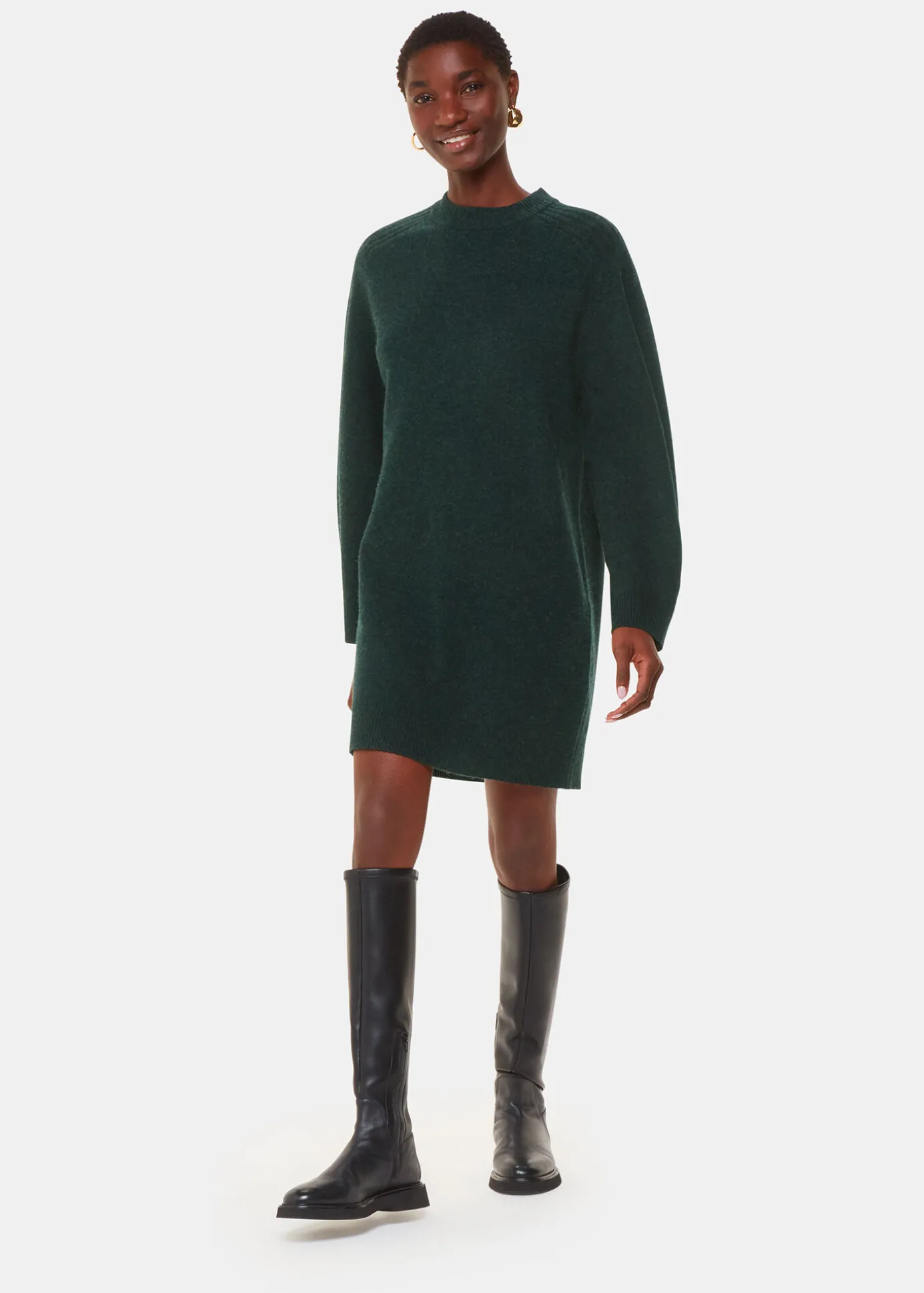 Forest Green Ava Round Neck Knitted Dress