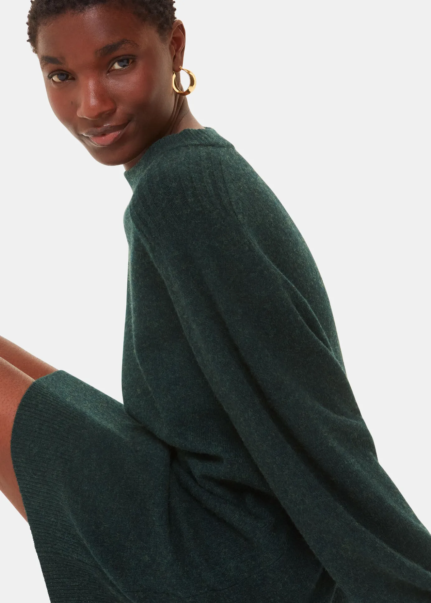 Forest Green Ava Round Neck Knitted Dress