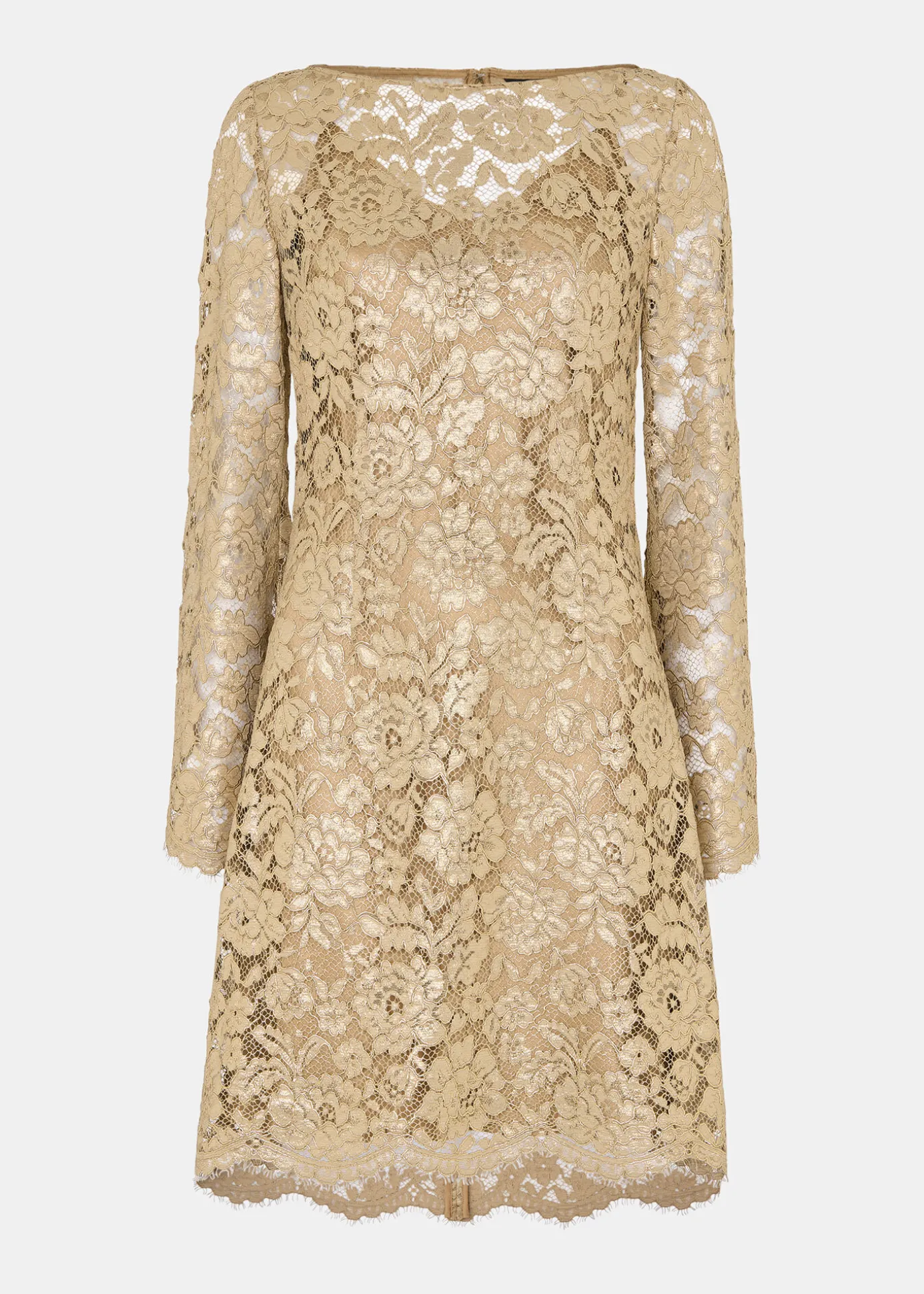 Gold Metallic Lace Mini Dress