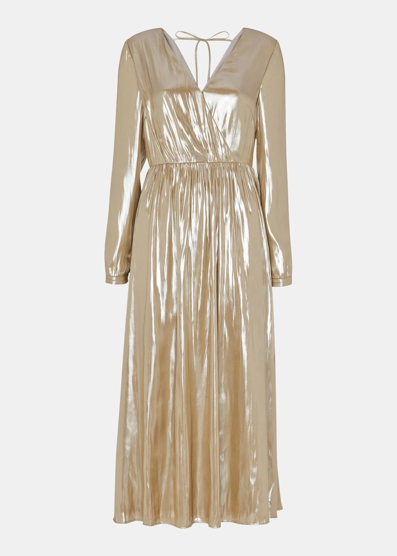 Gold Metallic Wrap Front Dress