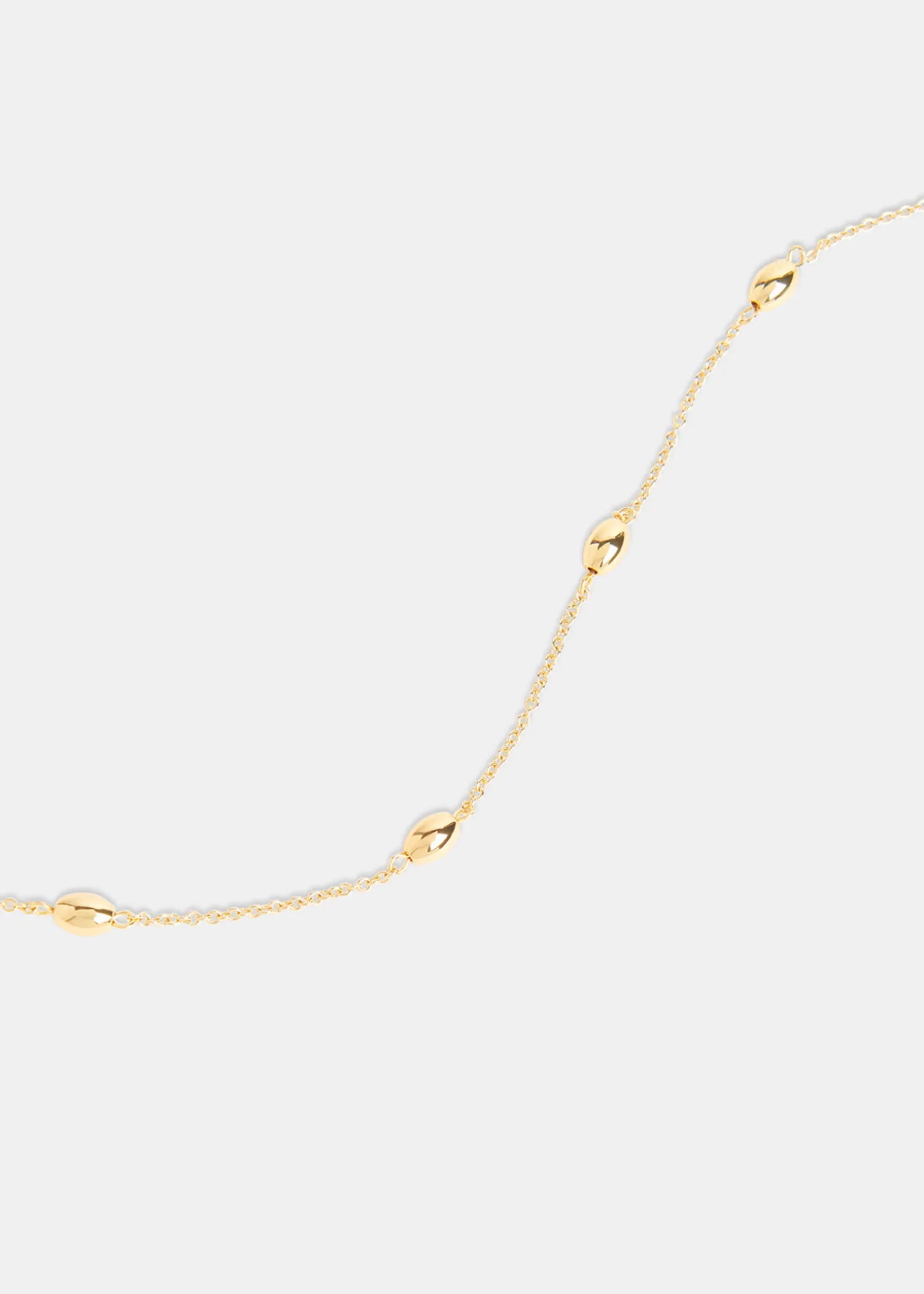 Gold Oval Beaded T Bar Necklace