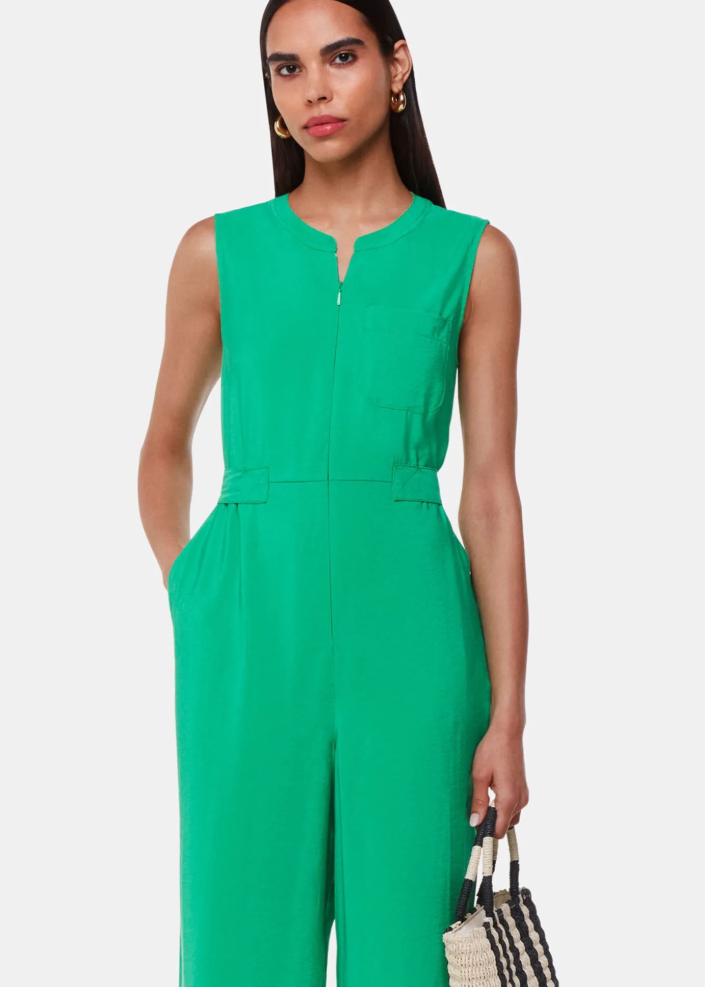 Green Josie Zip Front Jumpsuit