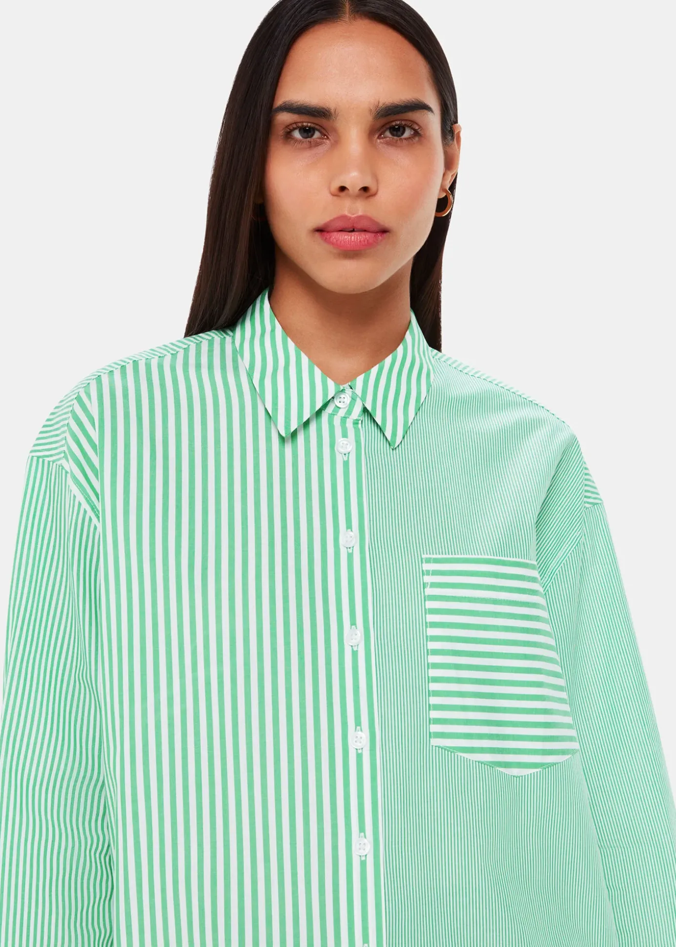 Green Millie Stripe Oversized Shirt