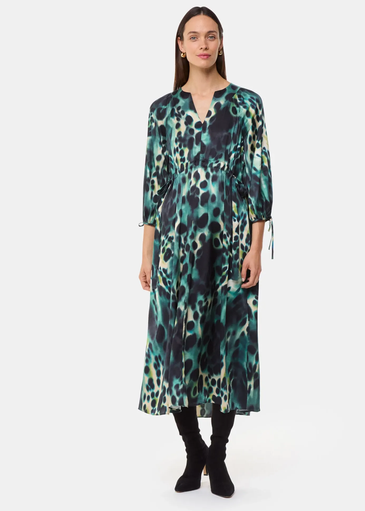 Green Misty Leopard Print Dress