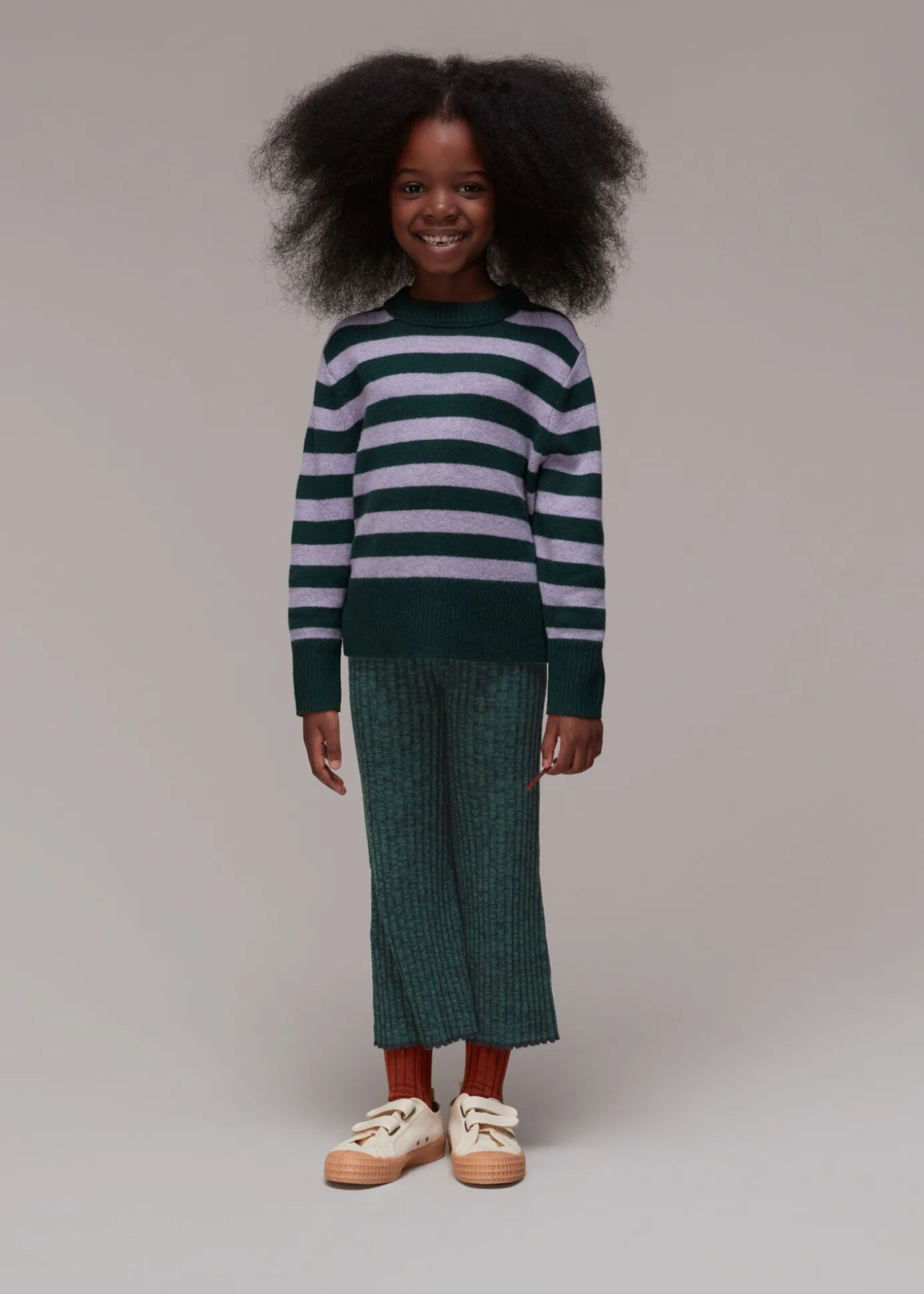 Green Rib Knit Marl Flare