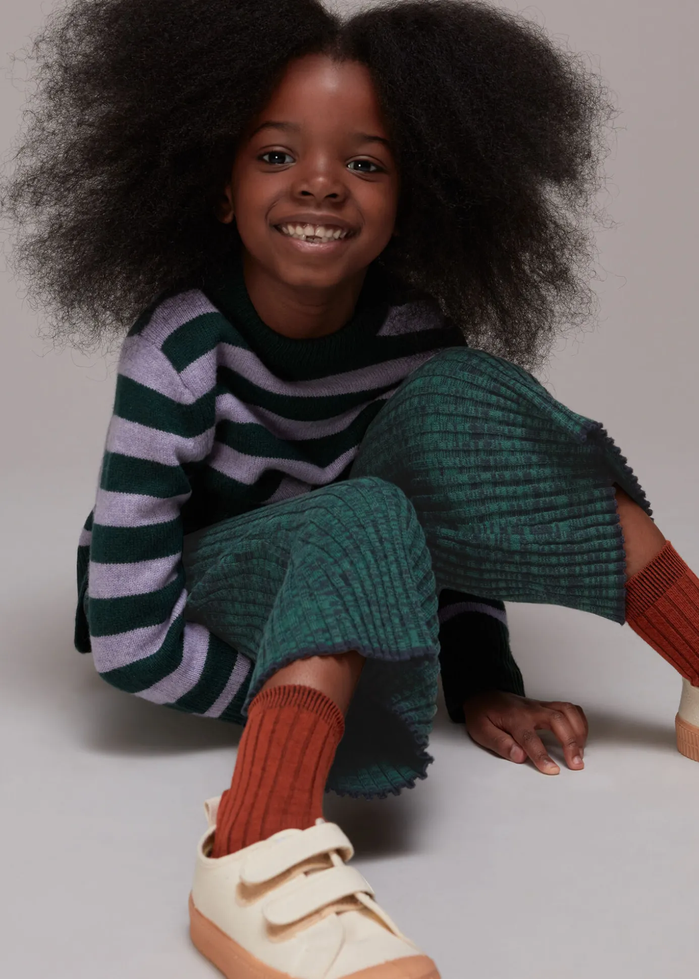 Green Rib Knit Marl Flare