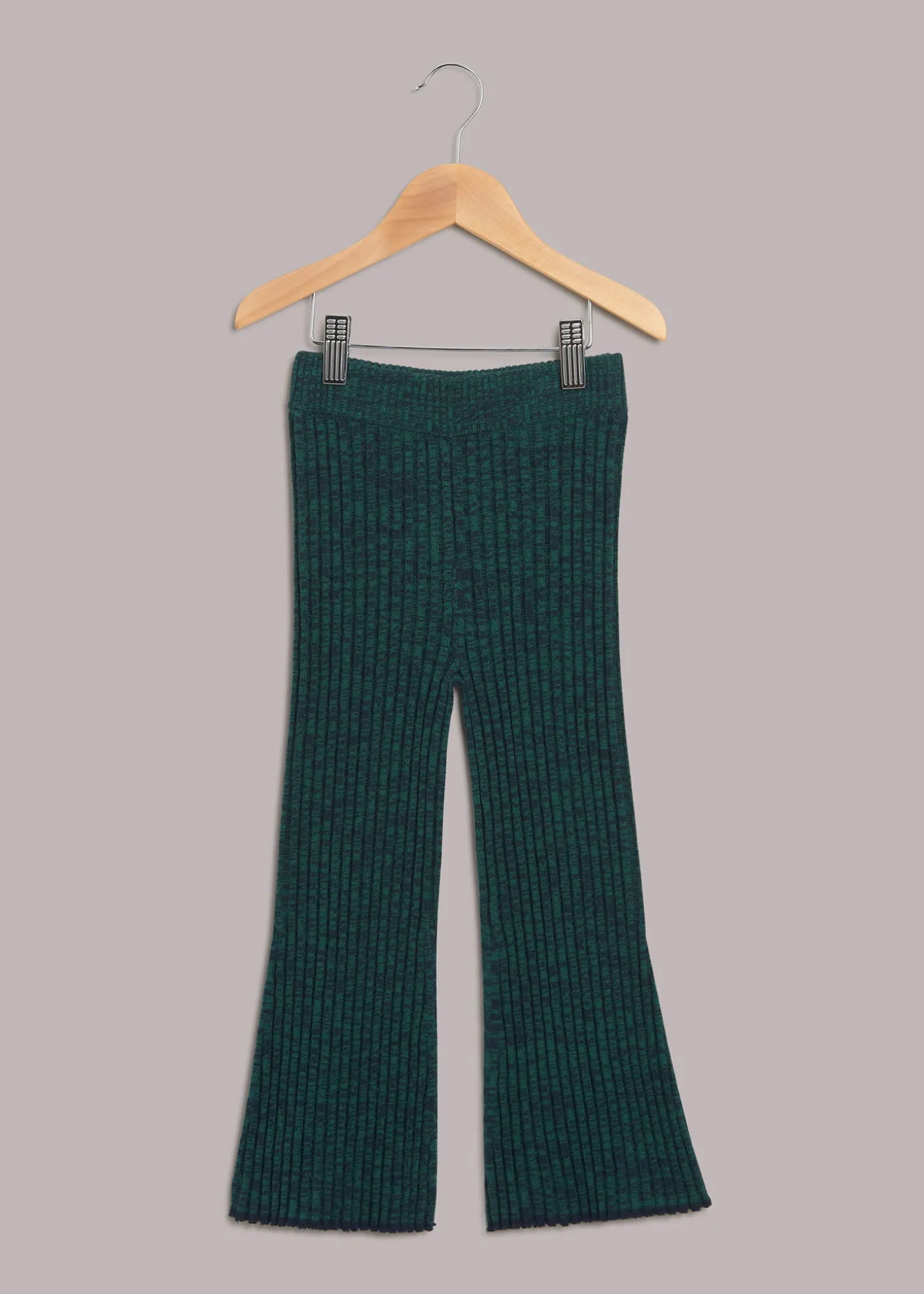 Green Rib Knit Marl Flare
