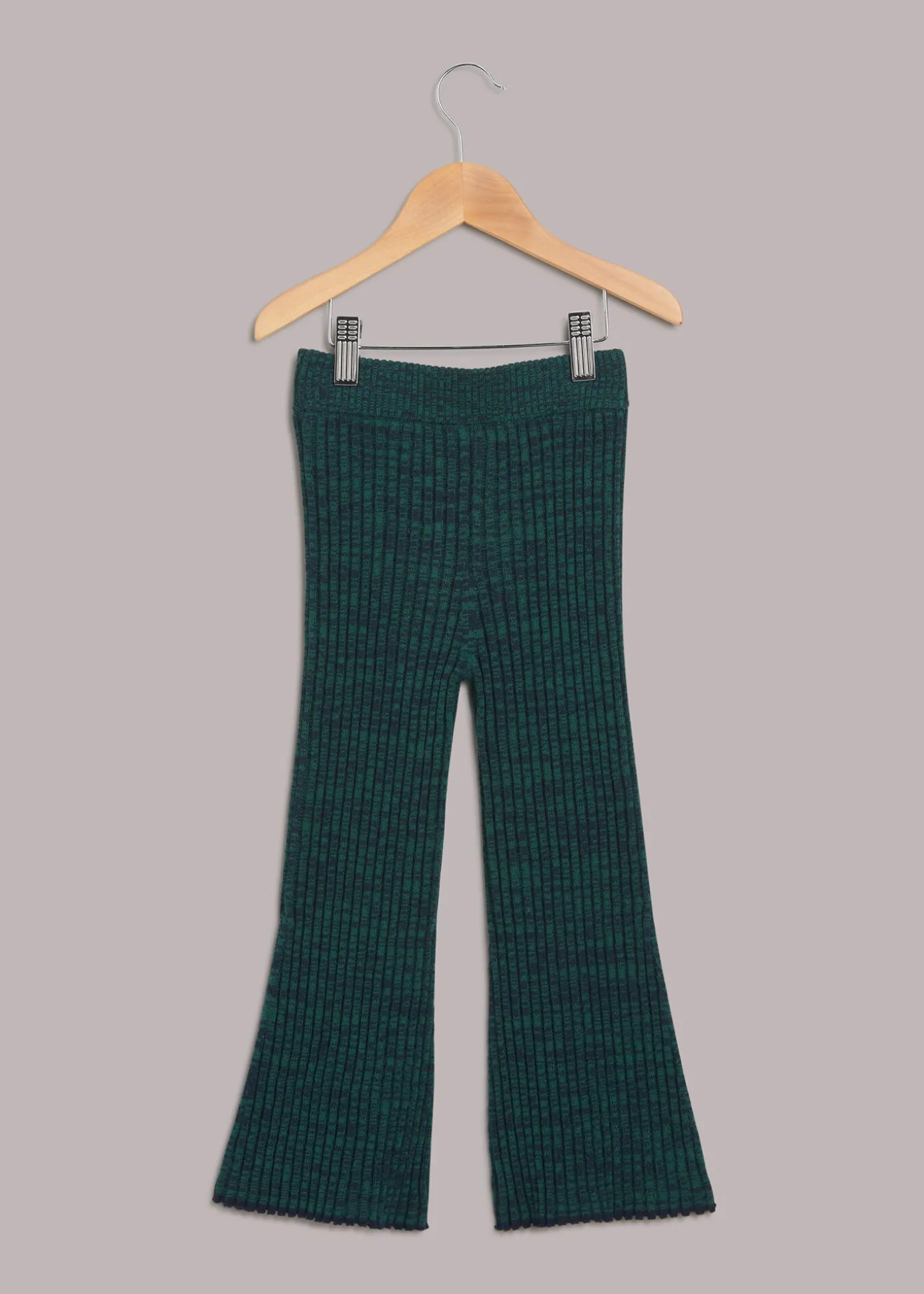 Green Rib Knit Marl Flare
