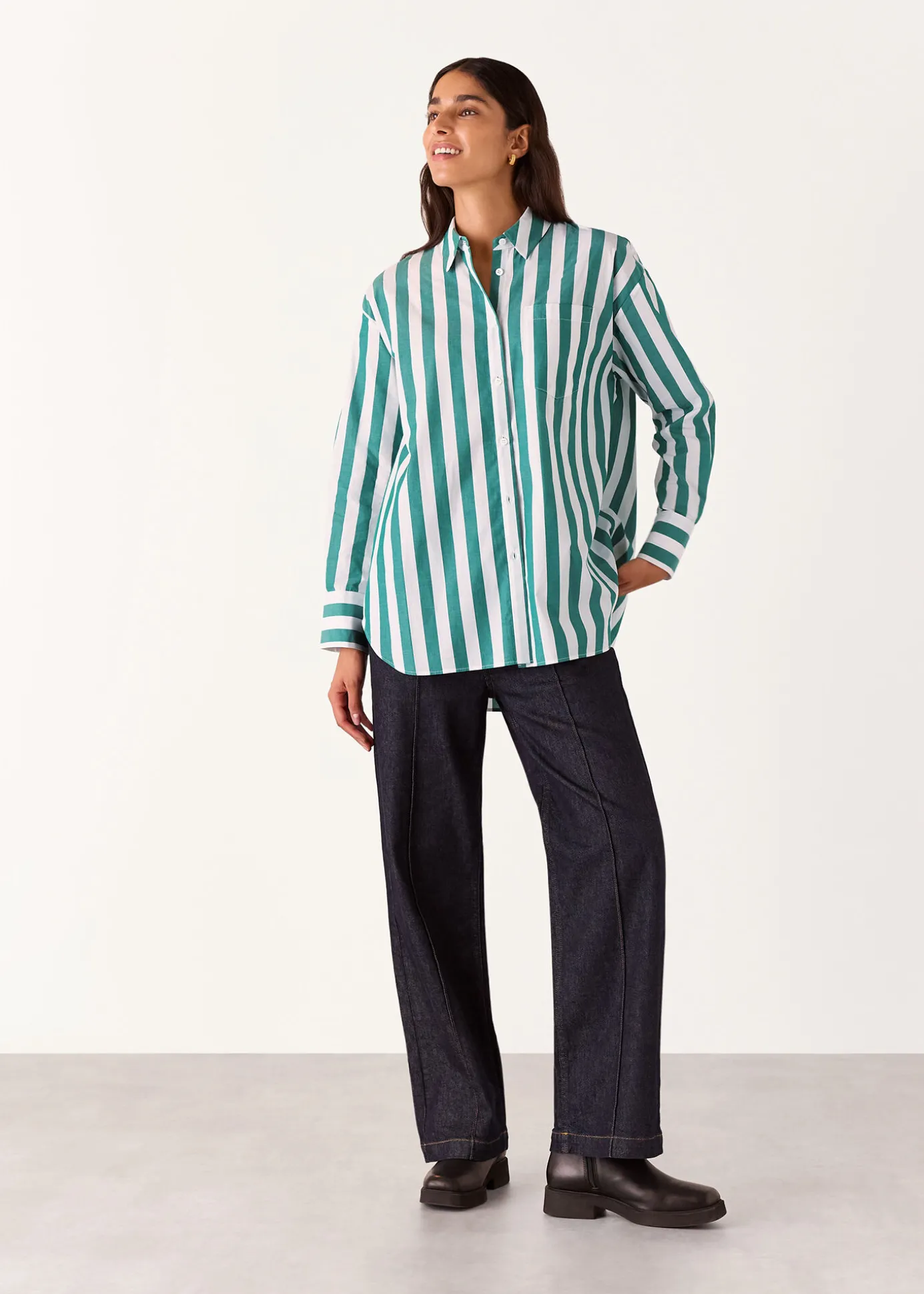 Green Stripe Oversized Shirt