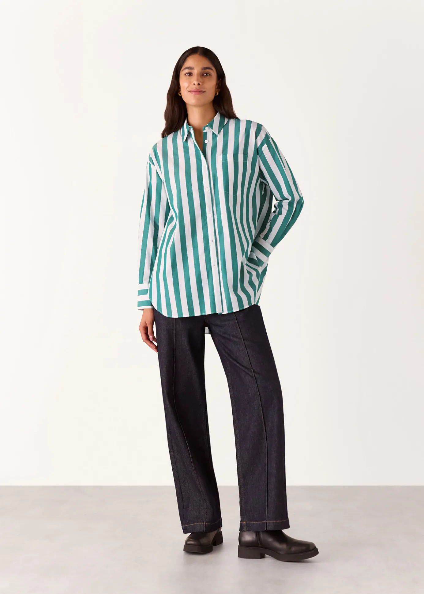 Green Stripe Oversized Shirt