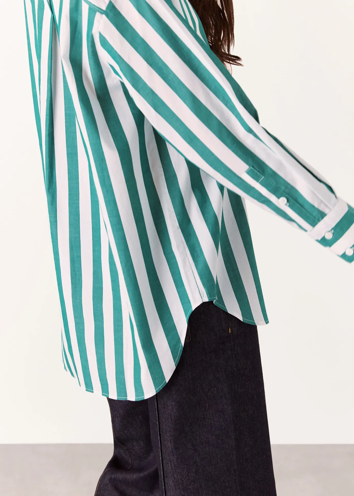 Green Stripe Oversized Shirt