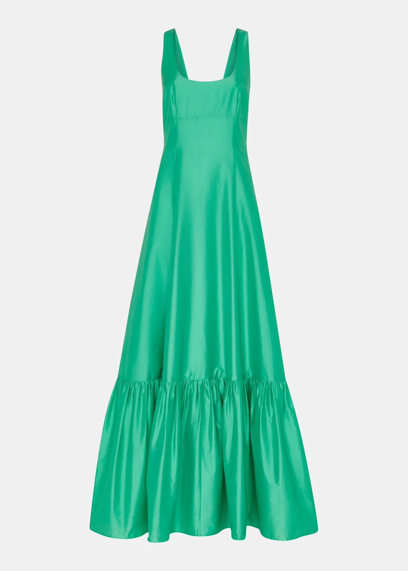 Green Taffeta Silk Blend Maxi Dress