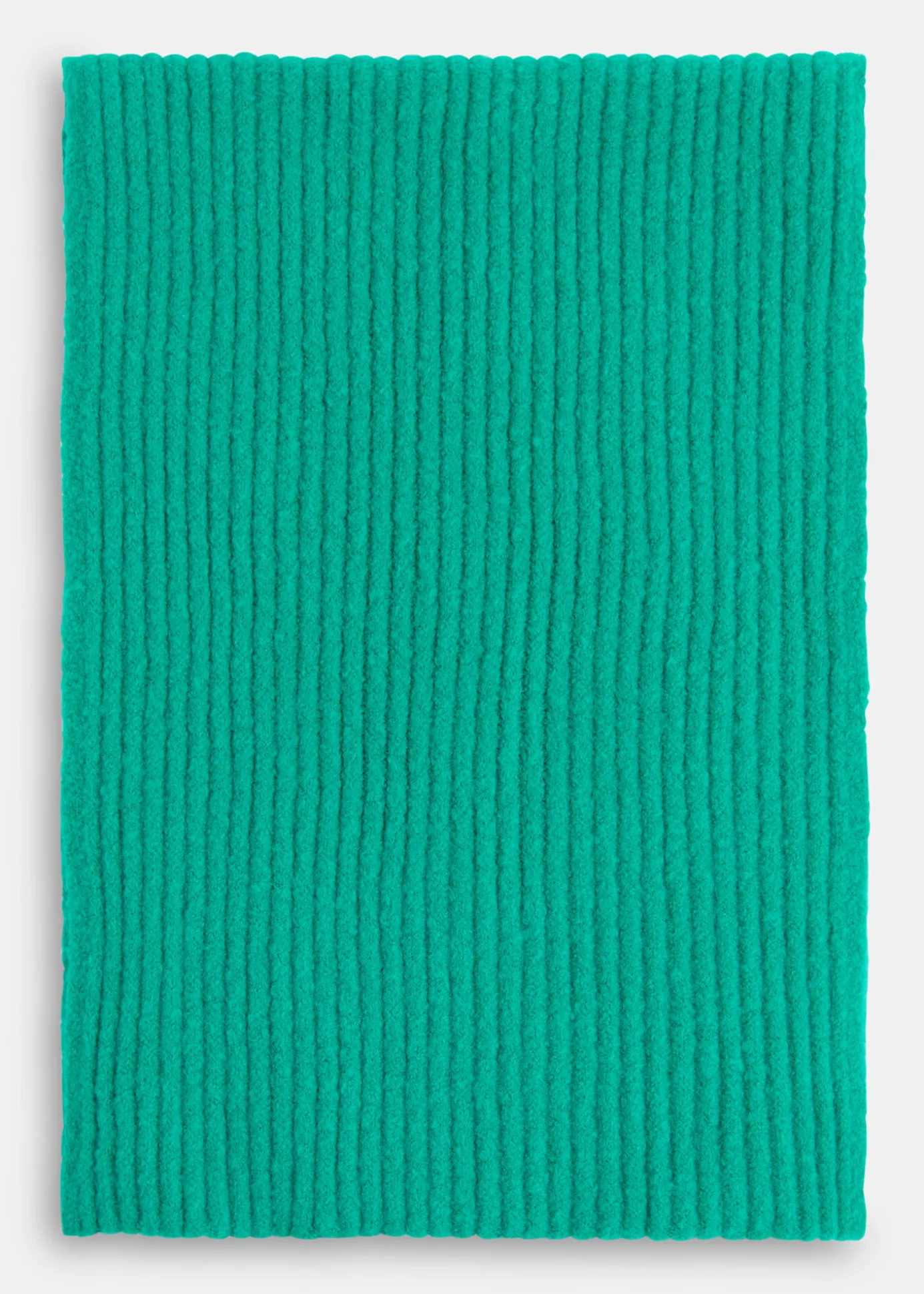 Green Wool Mix Rib Scarf