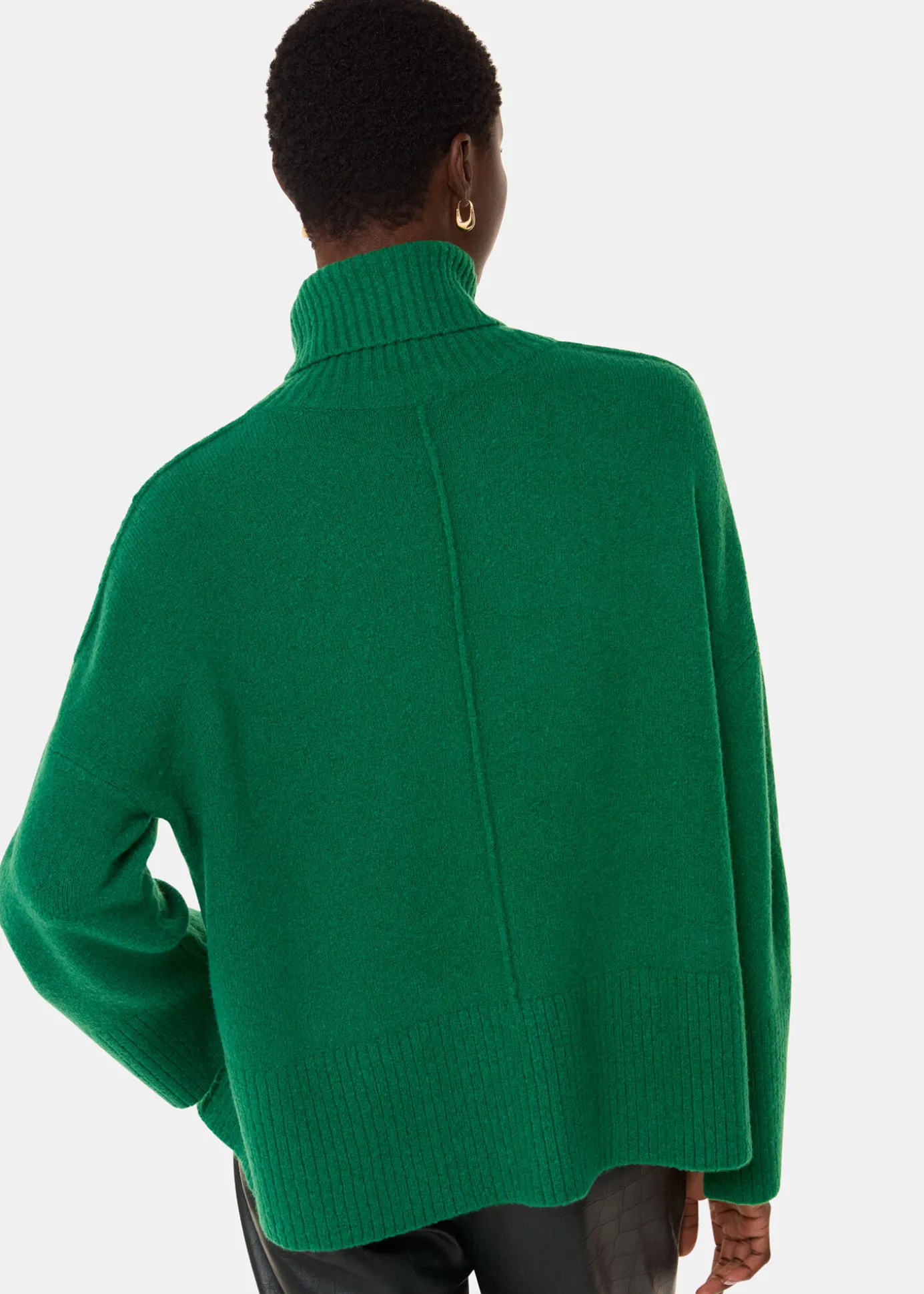 Green Wool Mix Roll Neck Knit