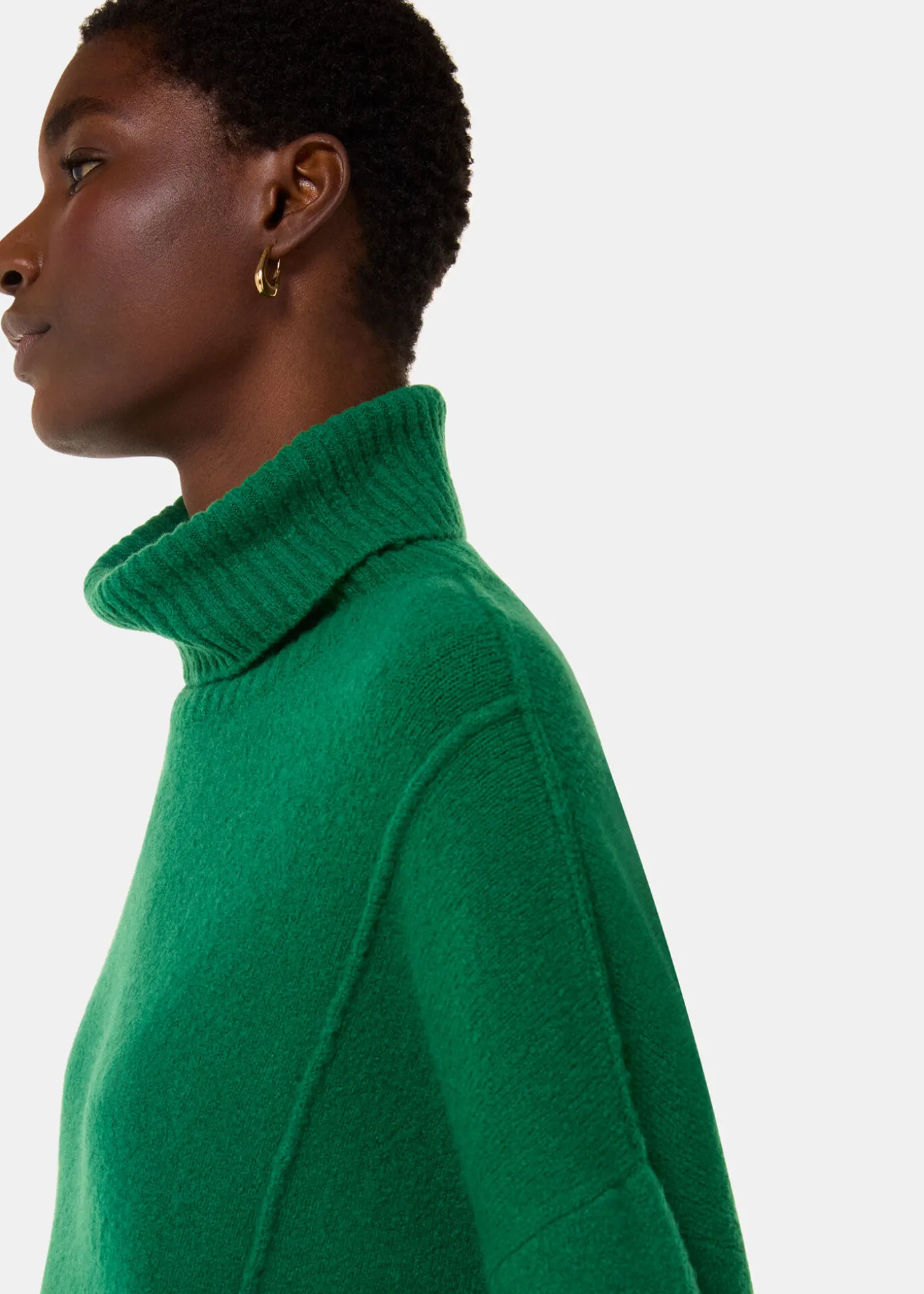 Green Wool Mix Roll Neck Knit