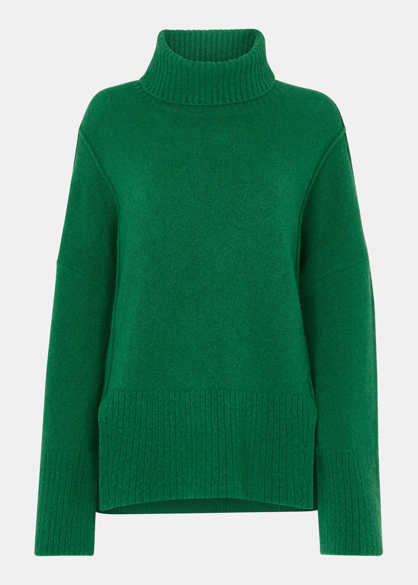 Green Wool Mix Roll Neck Knit