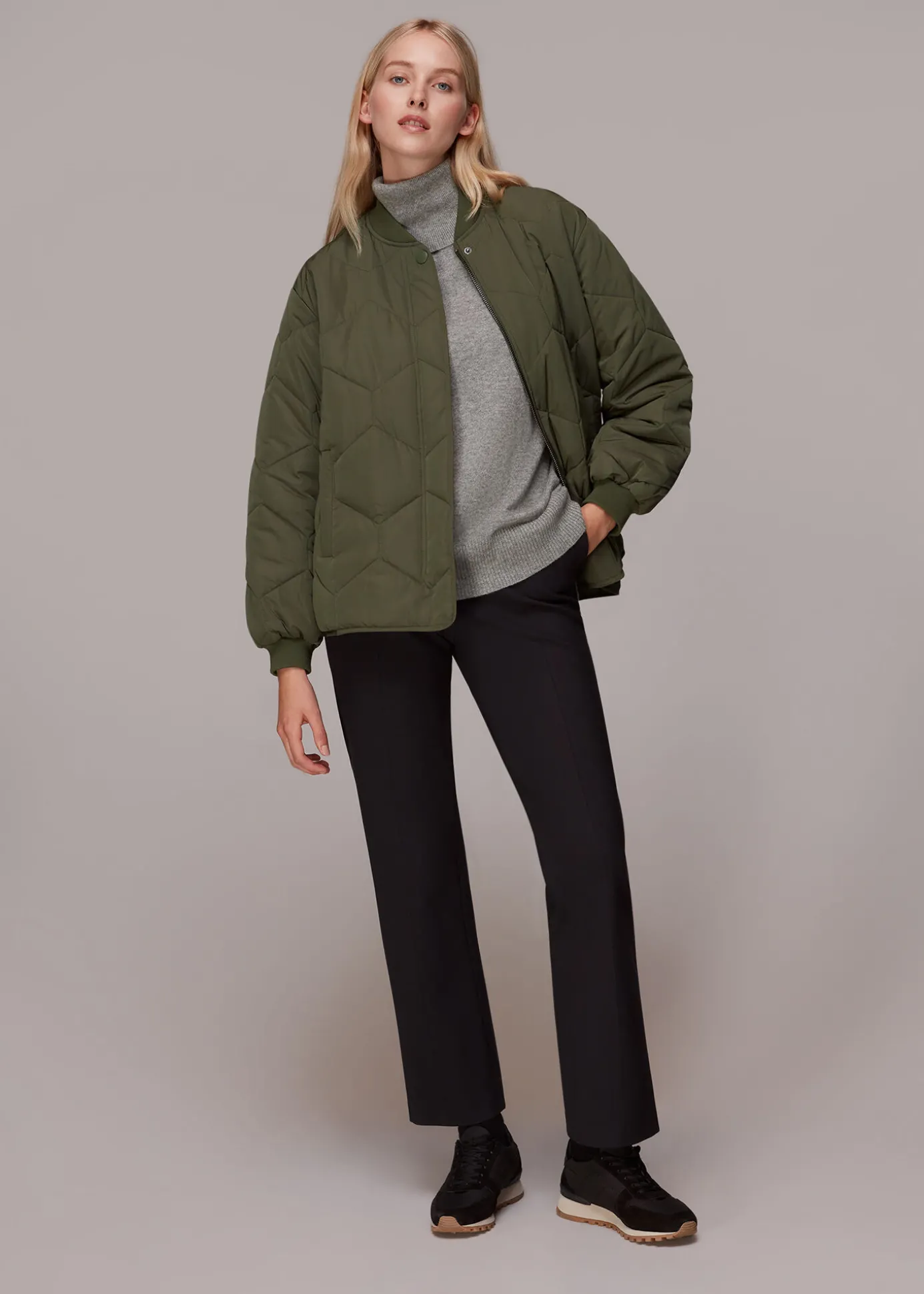 Grey Cashmere Roll Neck Jumper
