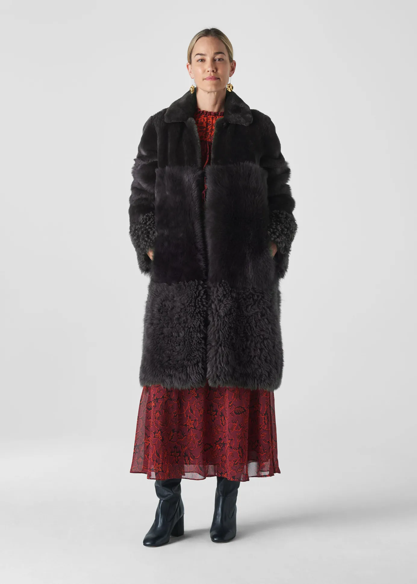 Grey Cosma Shearling Coat