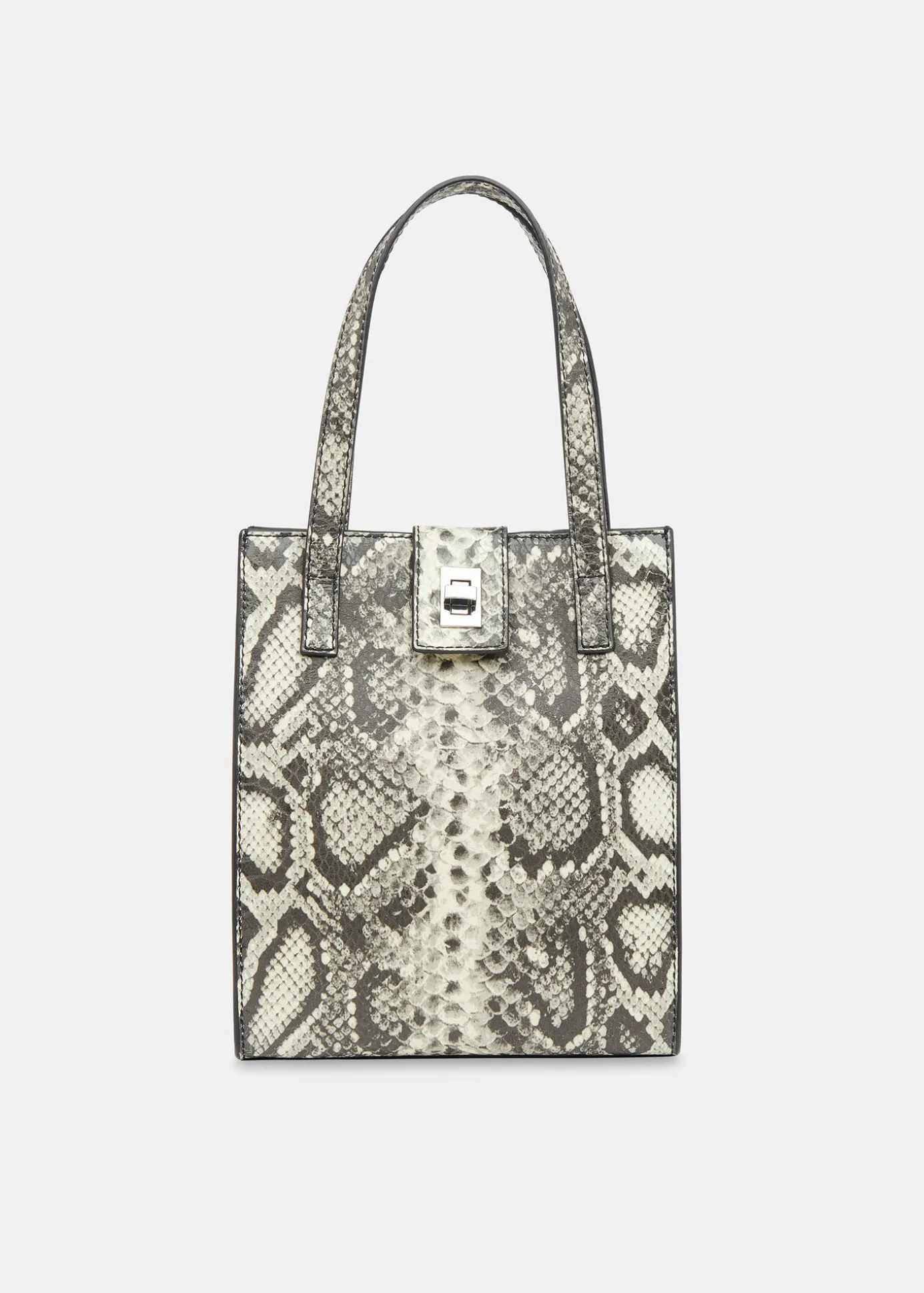 Grey Eben Snake Mini Turn Lock Tote