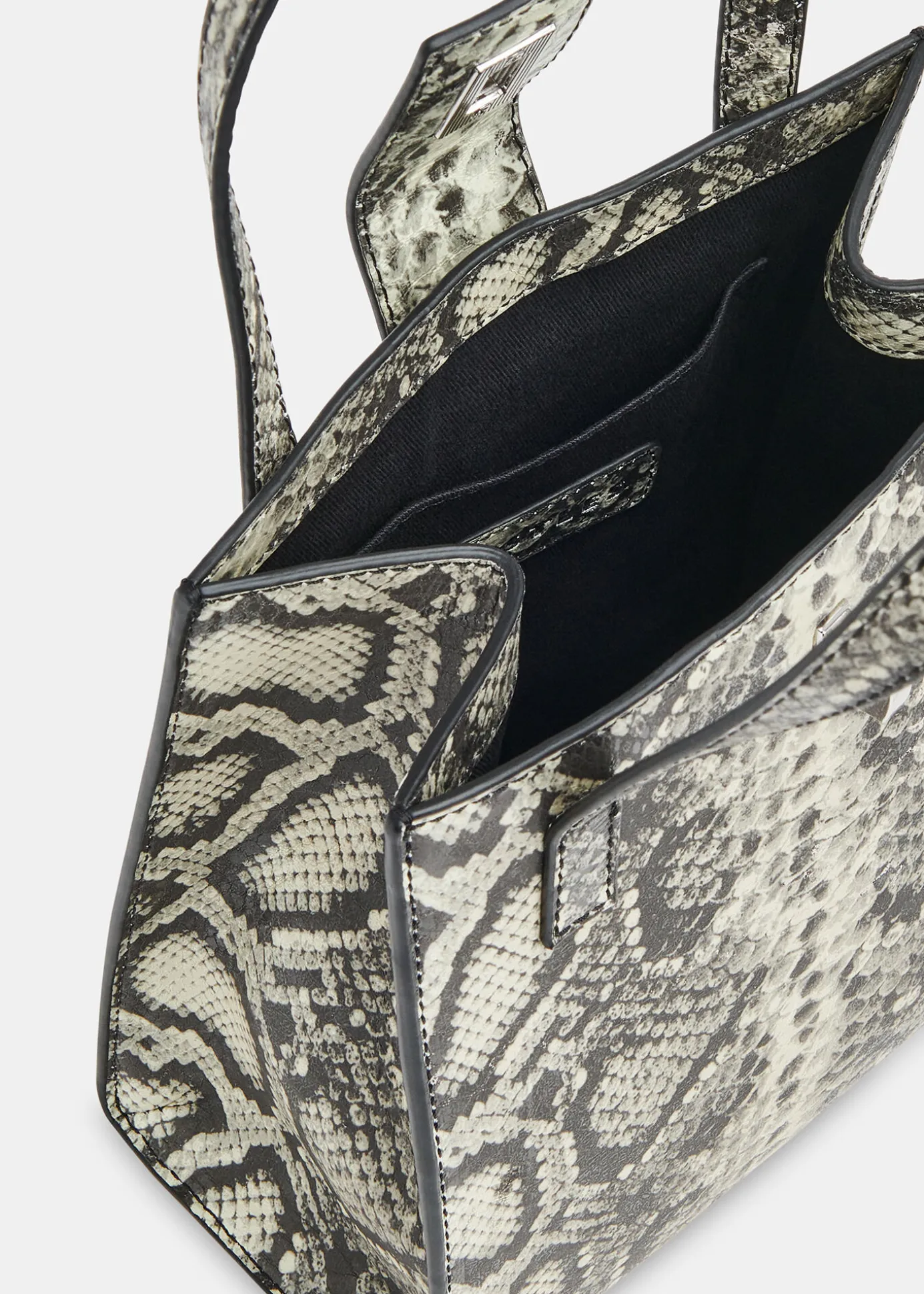 Grey Eben Snake Mini Turn Lock Tote
