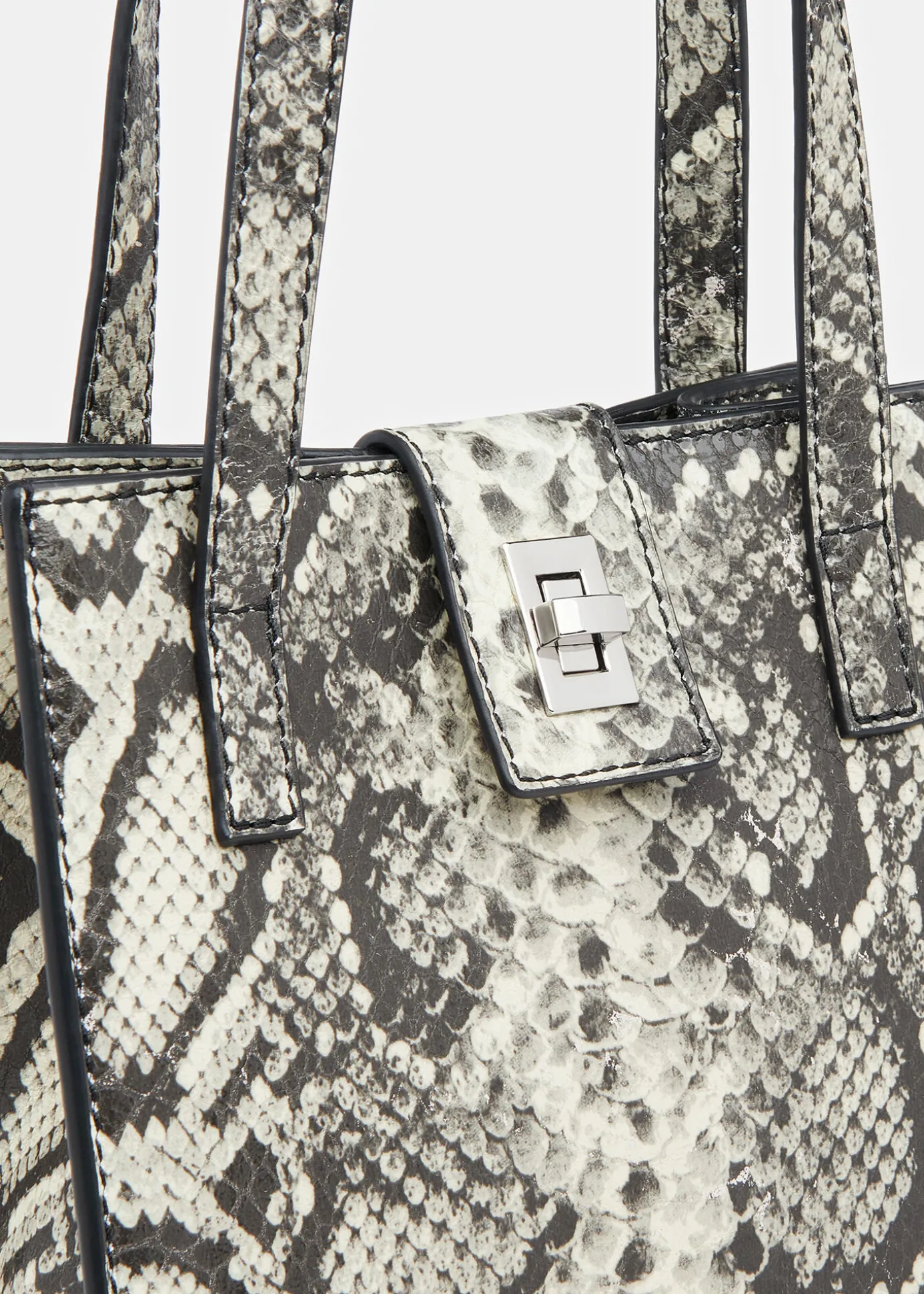 Grey Eben Snake Mini Turn Lock Tote