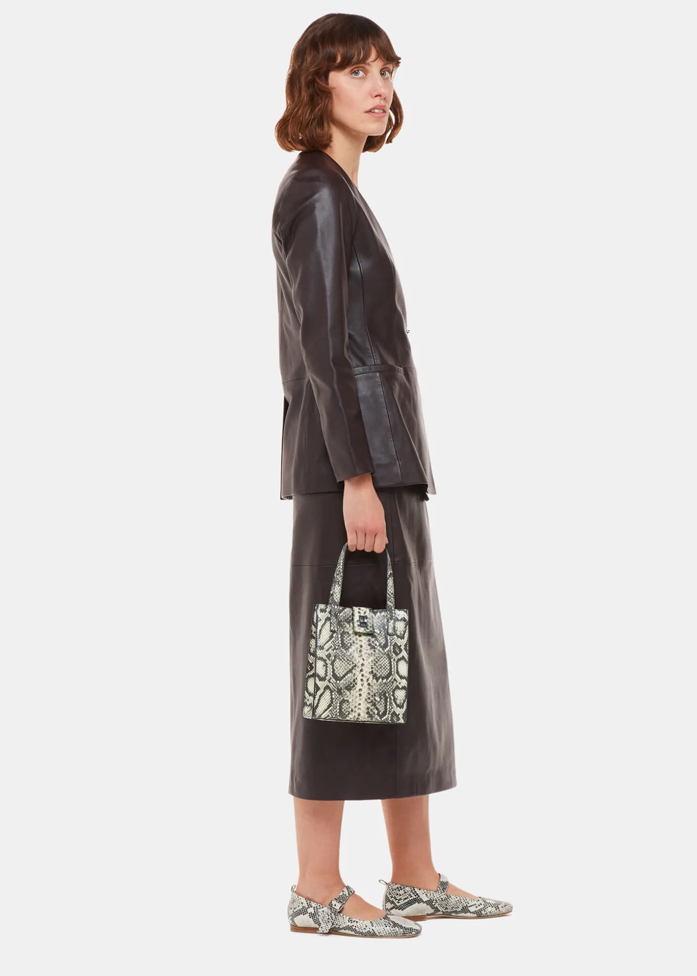 Grey Eben Snake Mini Turn Lock Tote