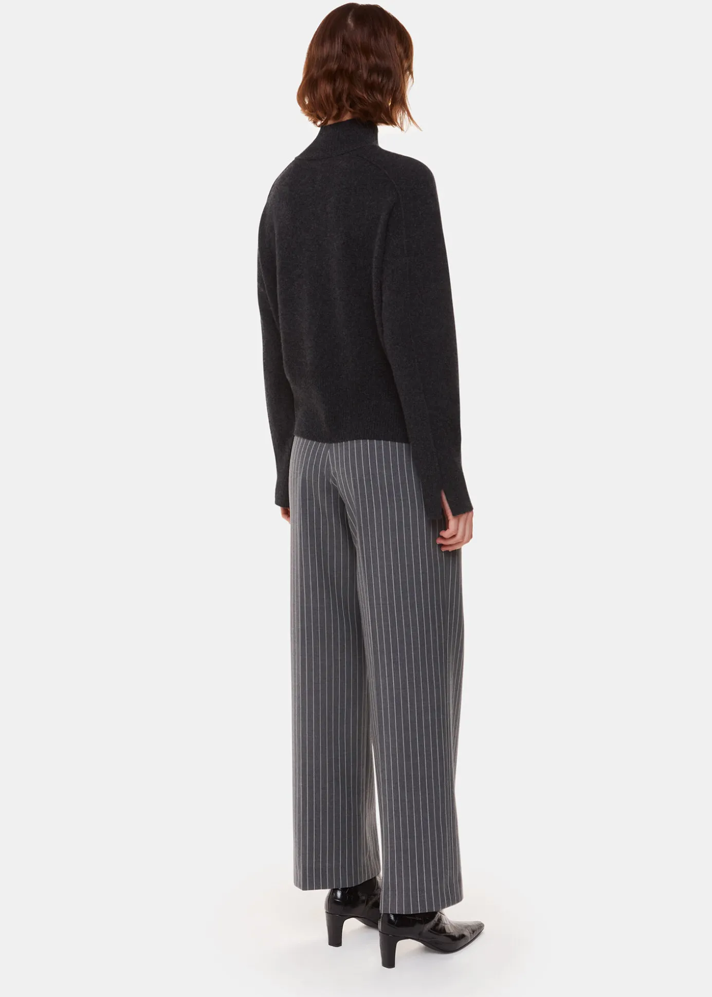 Grey Isla Pinstripe Wool Trouser